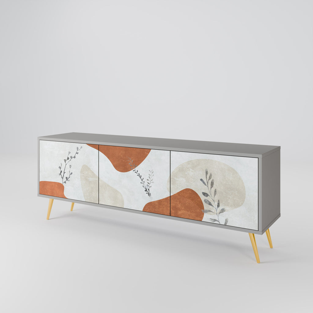 TRANQUIL TWIG 3-Door TV Stand in Grey Finish