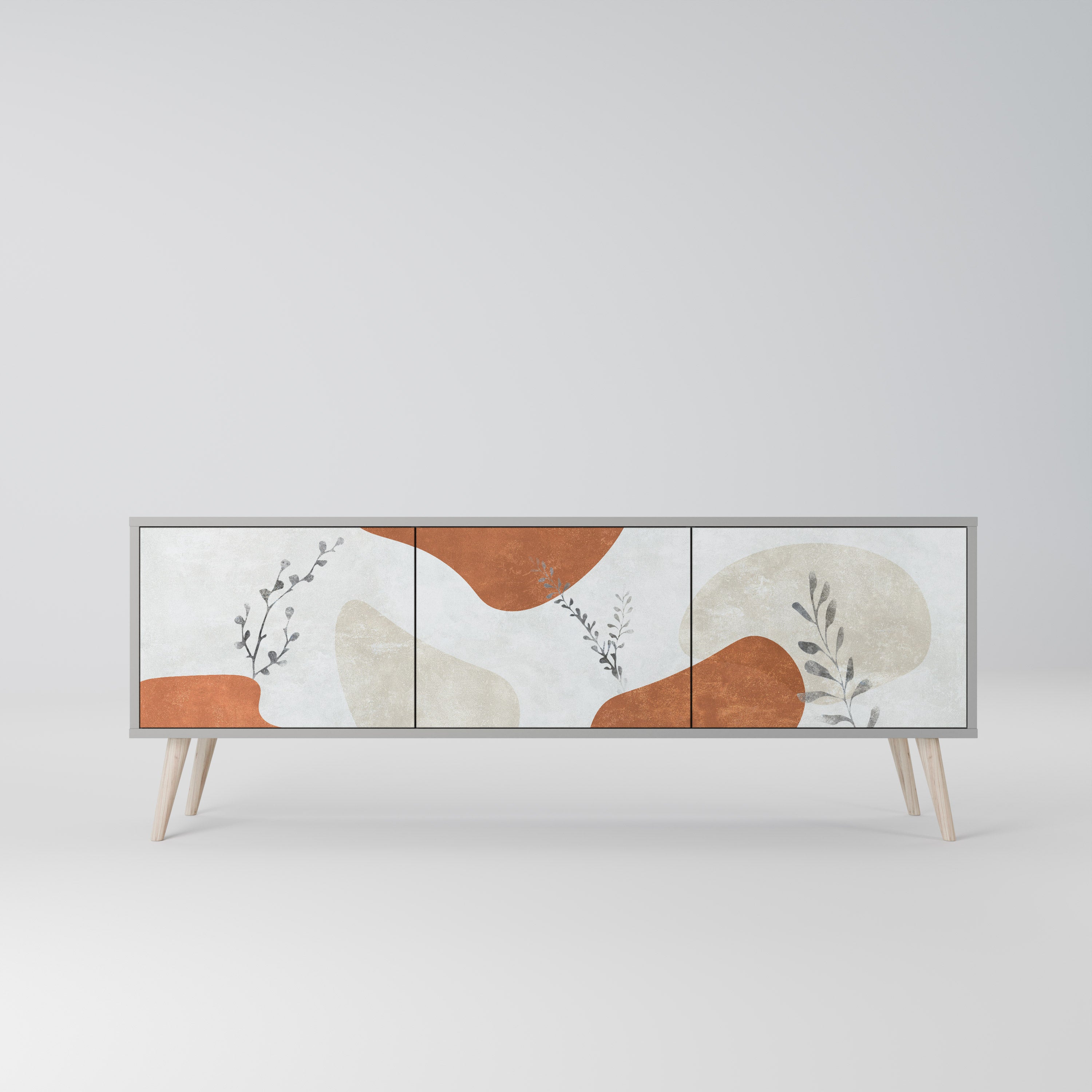 TRANQUIL TWIG 3-Door TV Stand in Grey Finish