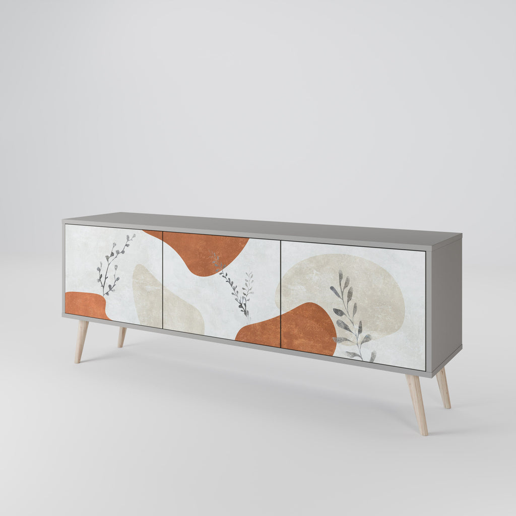 TRANQUIL TWIG 3-Door TV Stand in Grey Finish