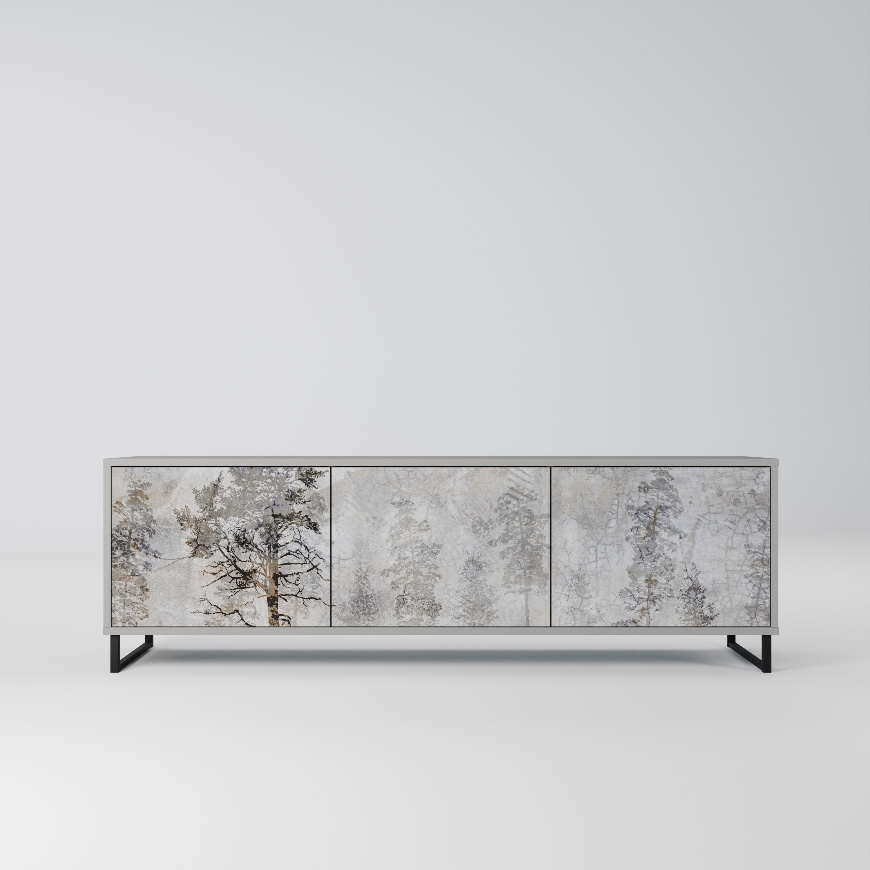 FADE IN THE TREES 3-Door TV Stand in Grey Finish