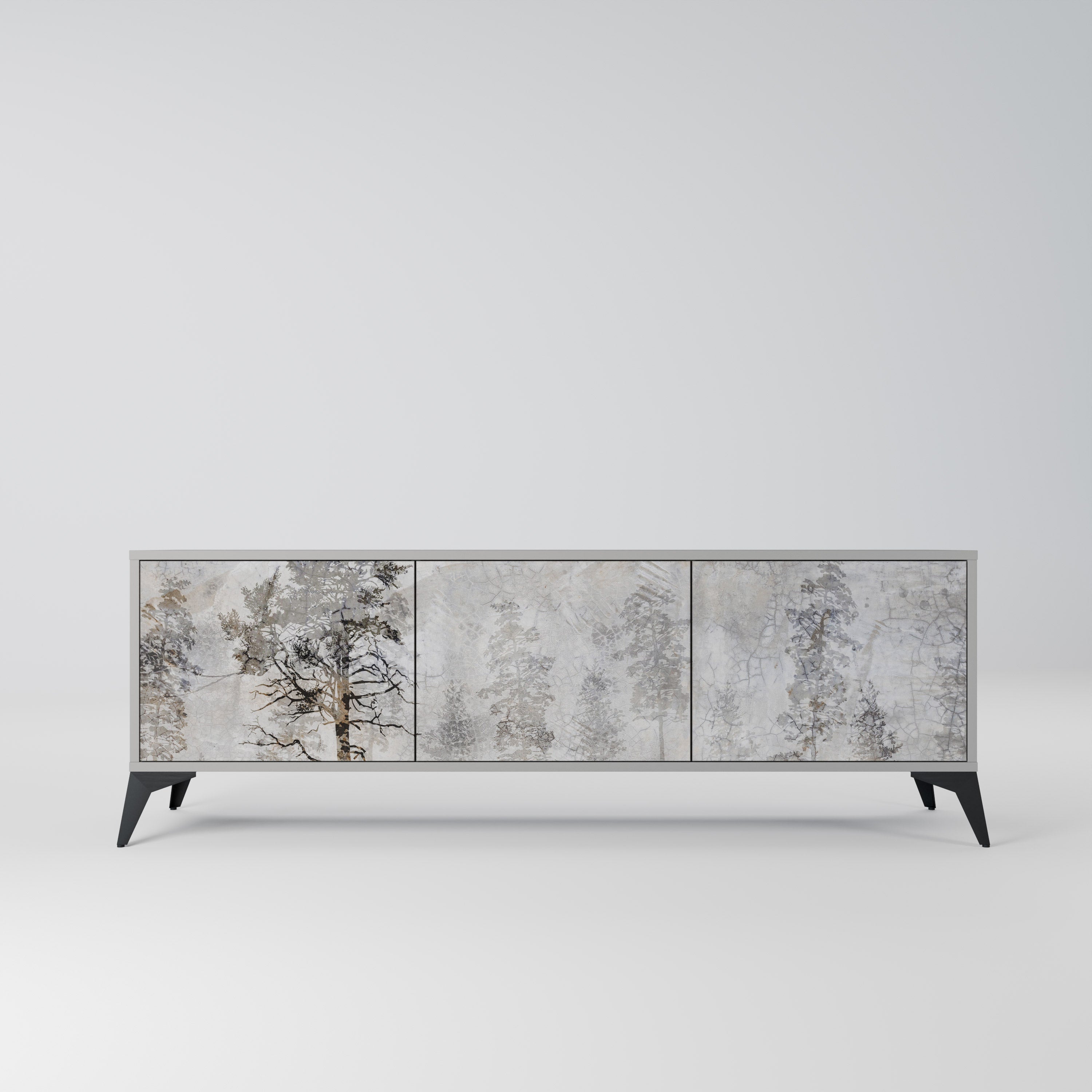 FADE IN THE TREES 3-Door TV Stand in Grey Finish