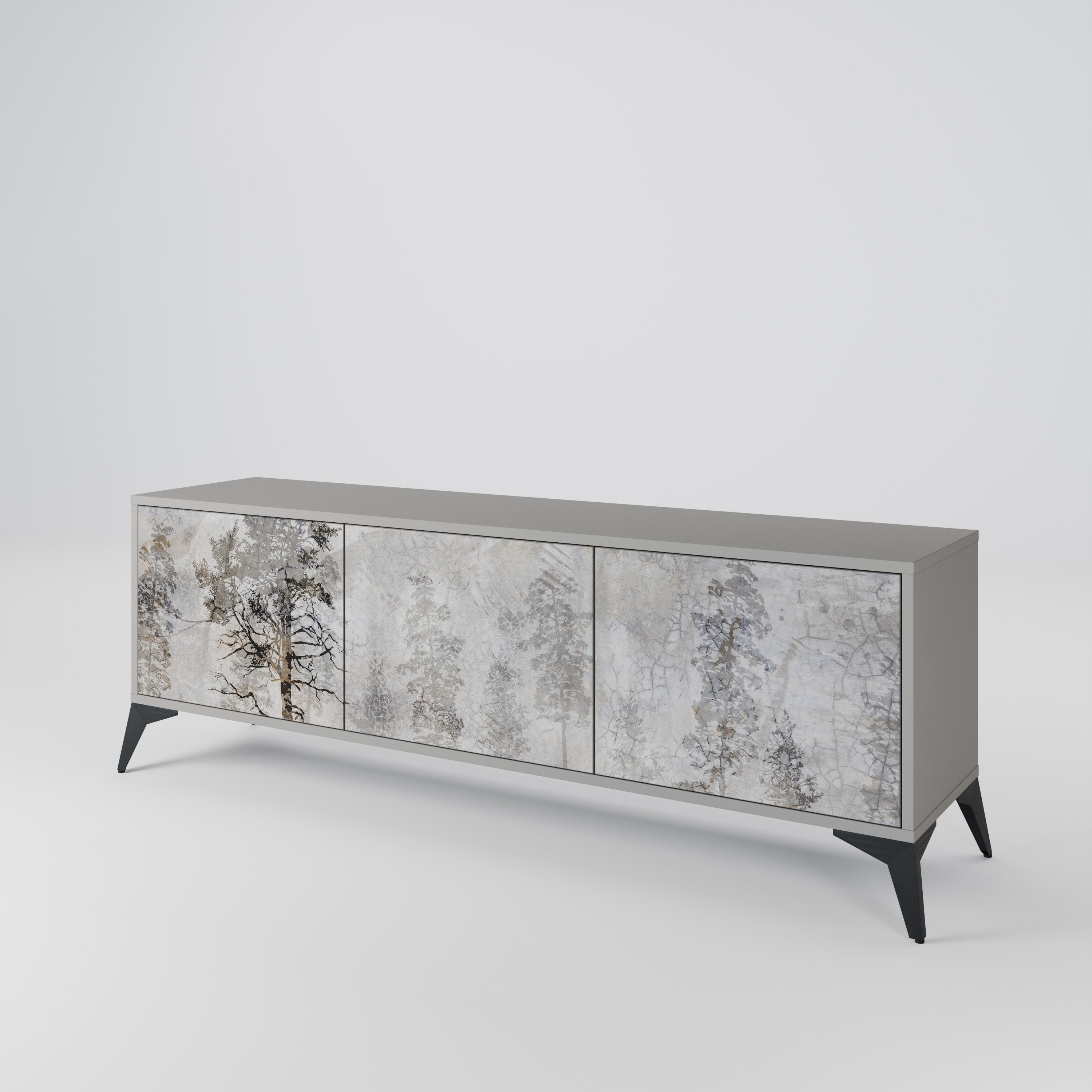 FADE IN THE TREES 3-Door TV Stand in Grey Finish