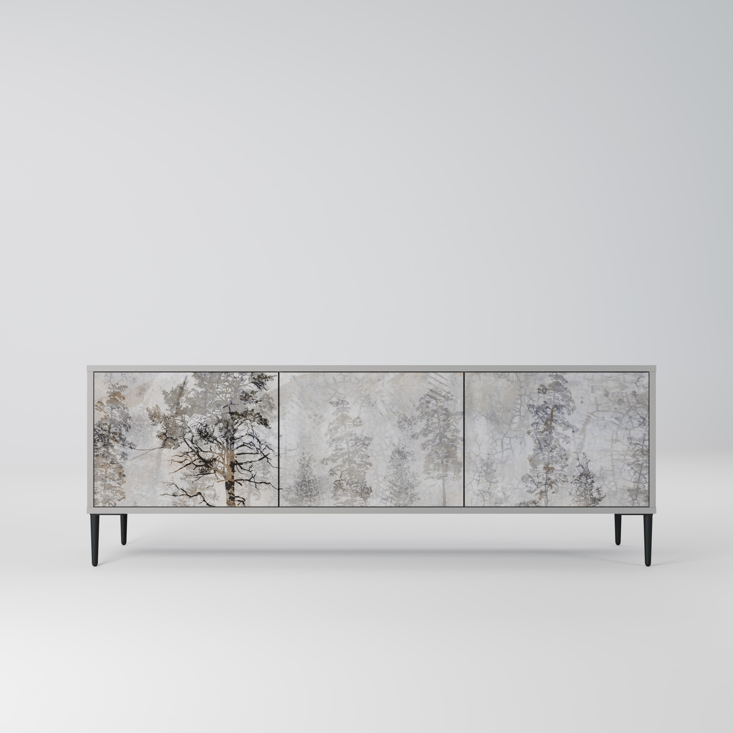 FADE IN THE TREES 3-Door TV Stand in Grey Finish