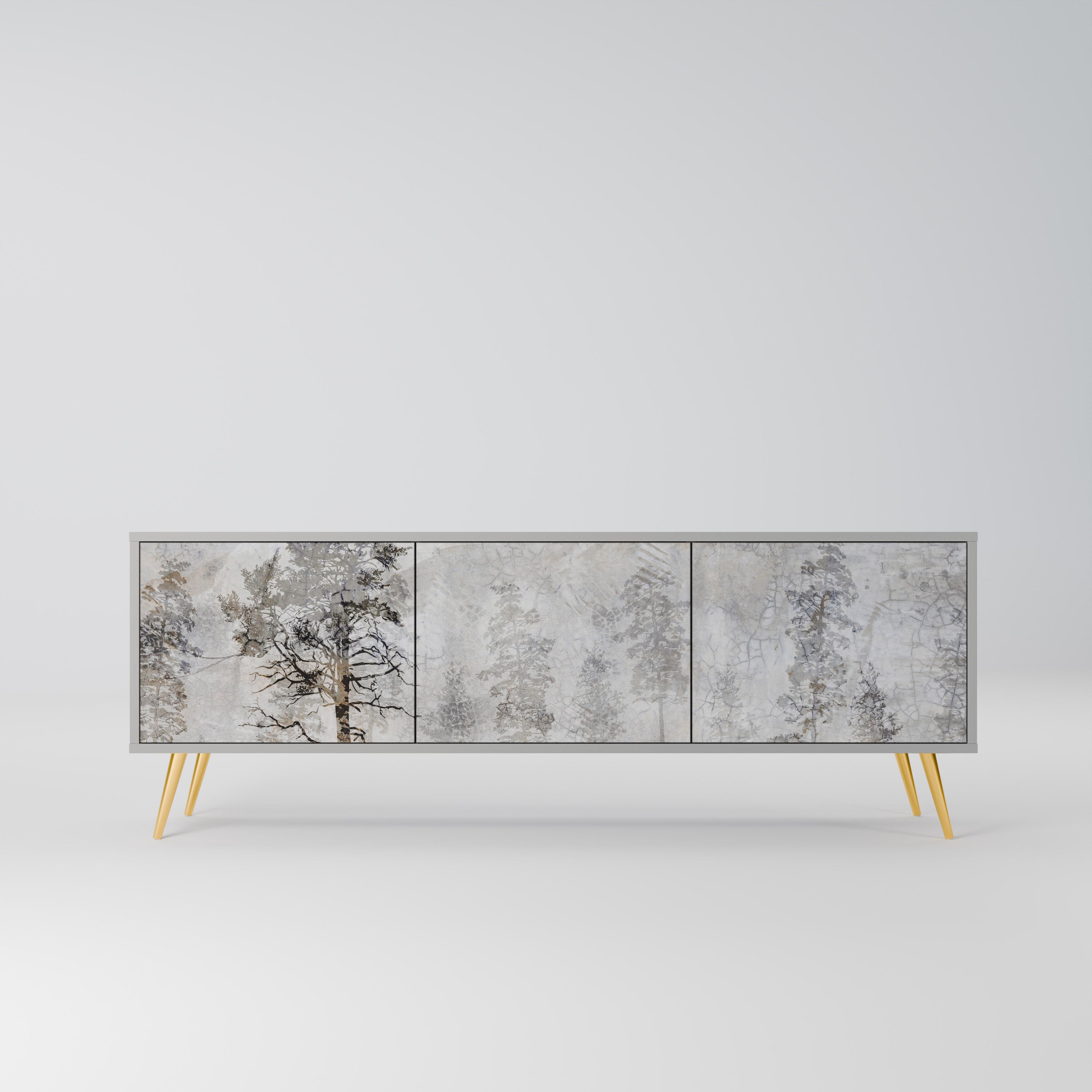 FADE IN THE TREES 3-Door TV Stand in Grey Finish