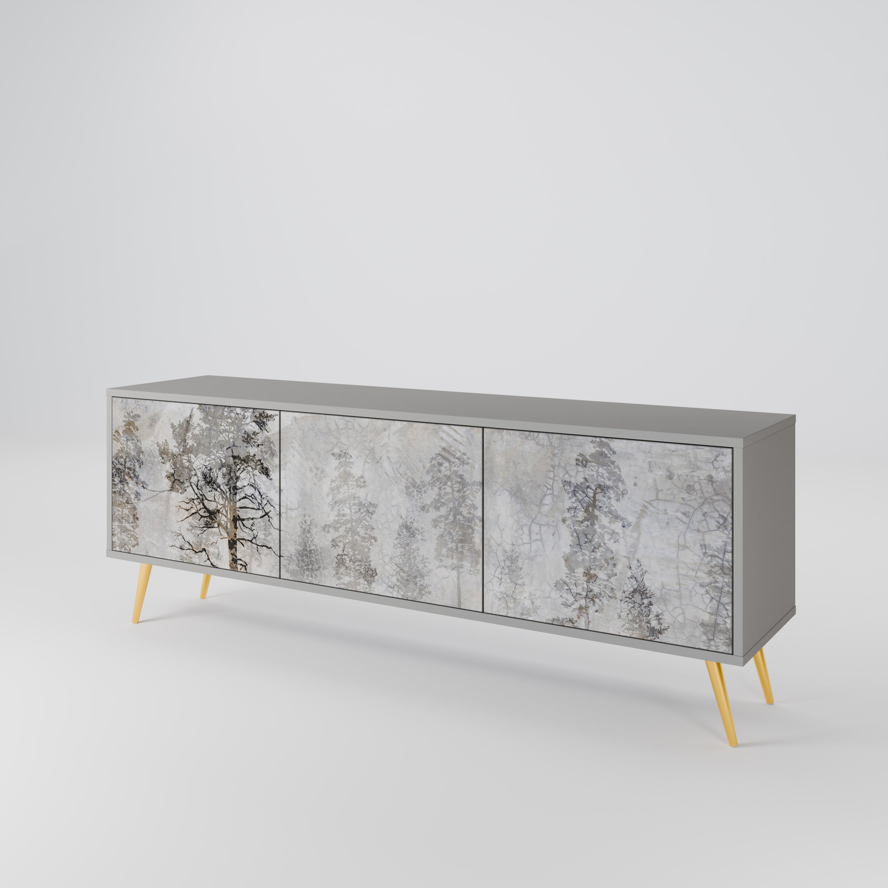 FADE IN THE TREES 3-Door TV Stand in Grey Finish