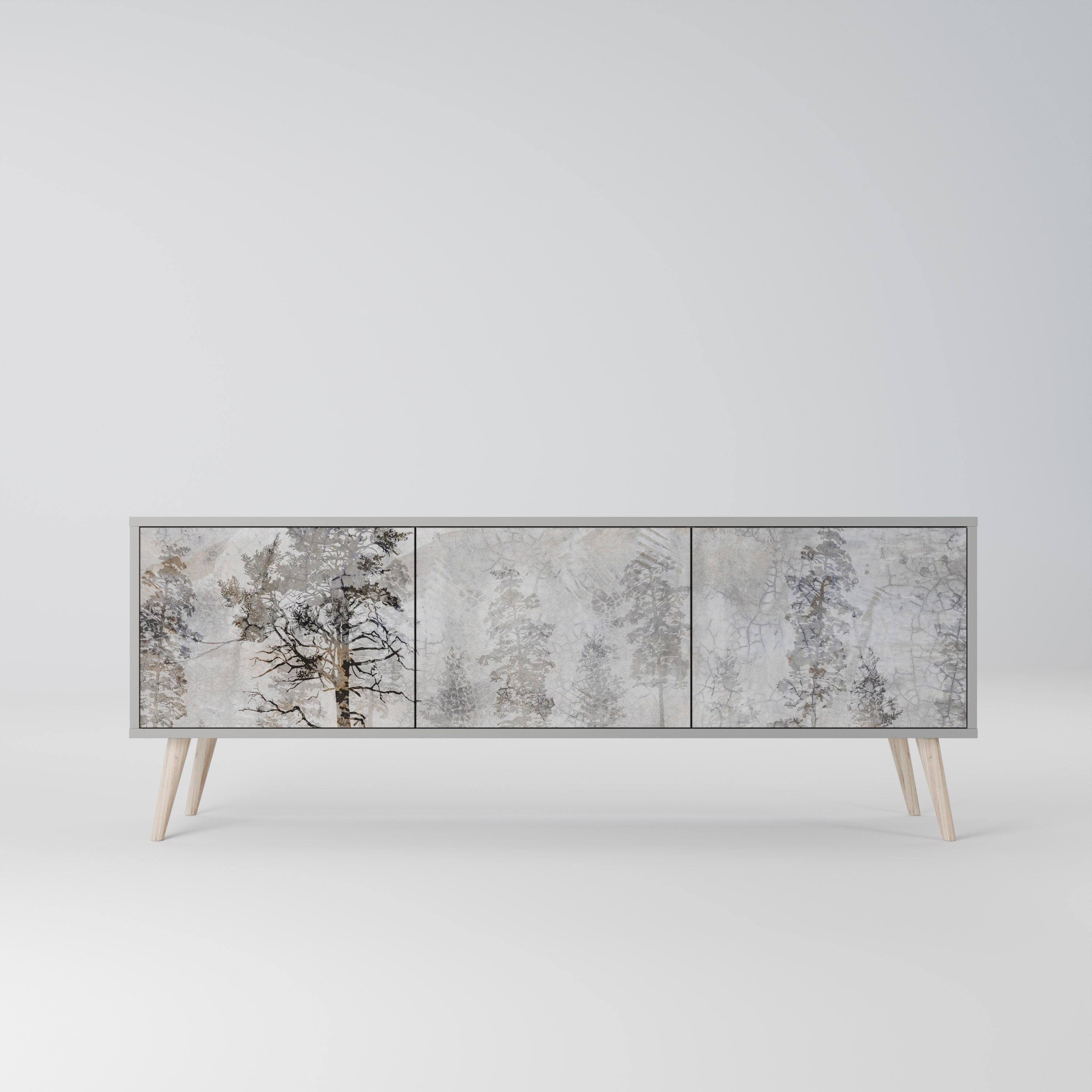 FADE IN THE TREES 3-Door TV Stand in Grey Finish