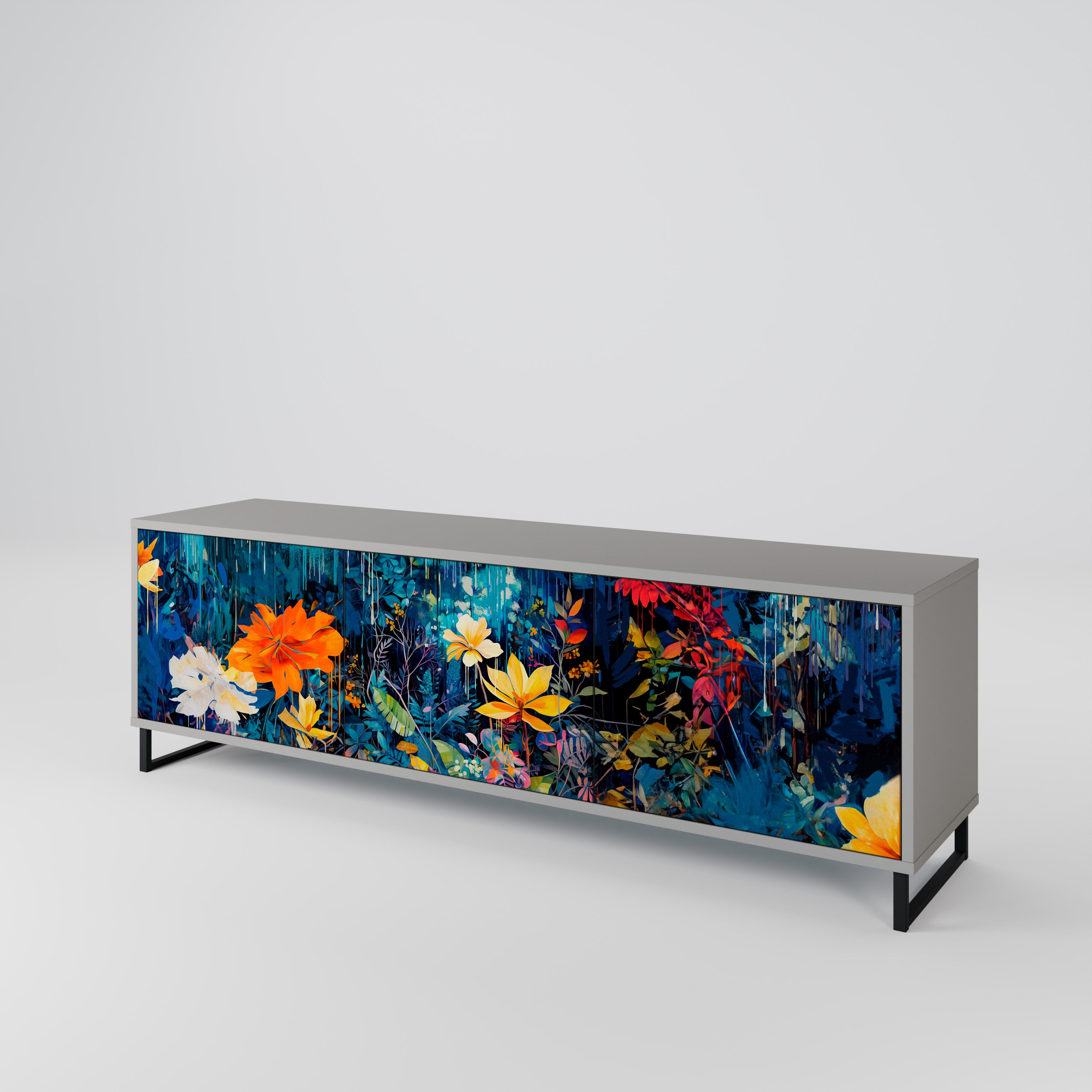 MIDNIGHT BLOSSOM 3-Door TV Cabinet