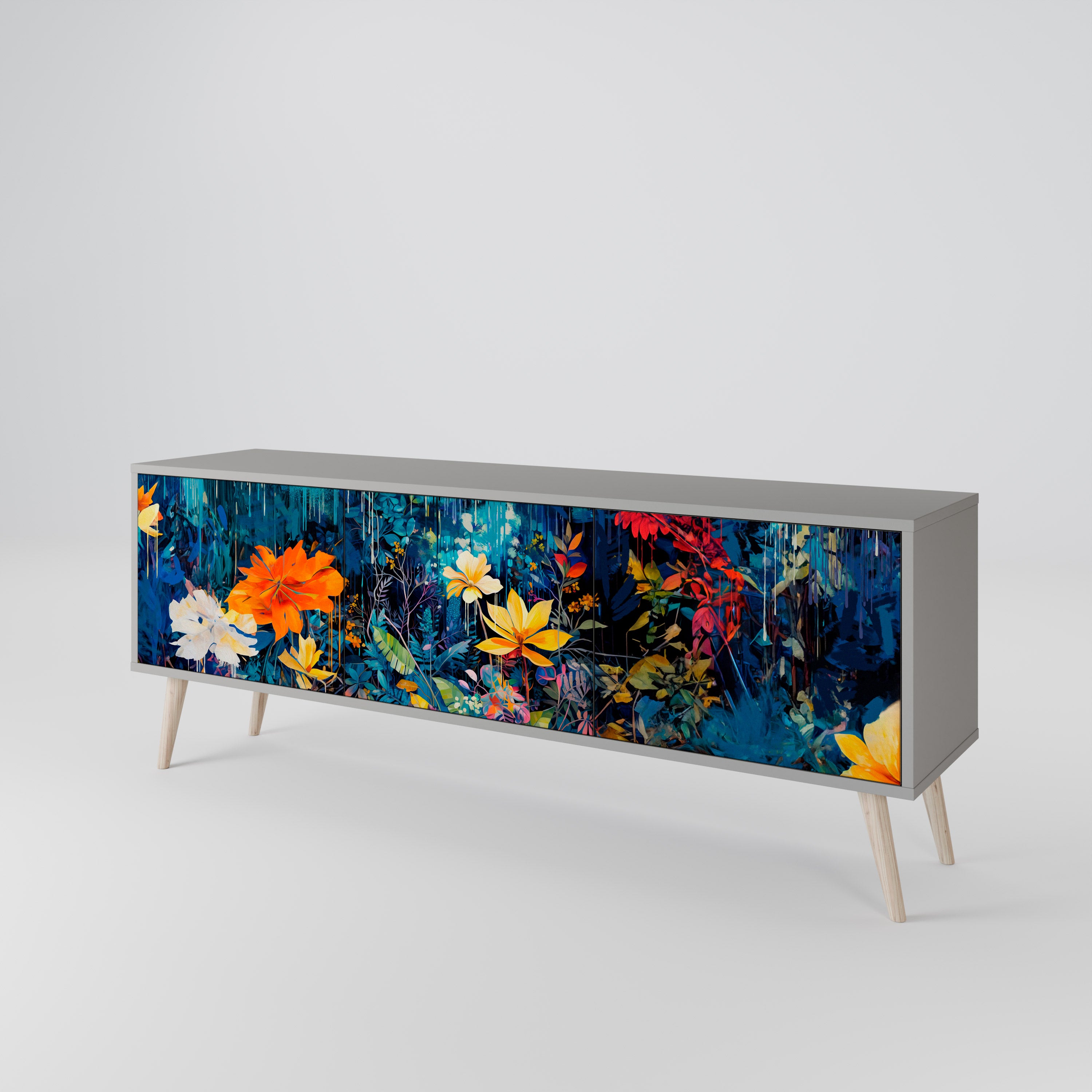 MIDNIGHT BLOSSOM 3-Door TV Cabinet