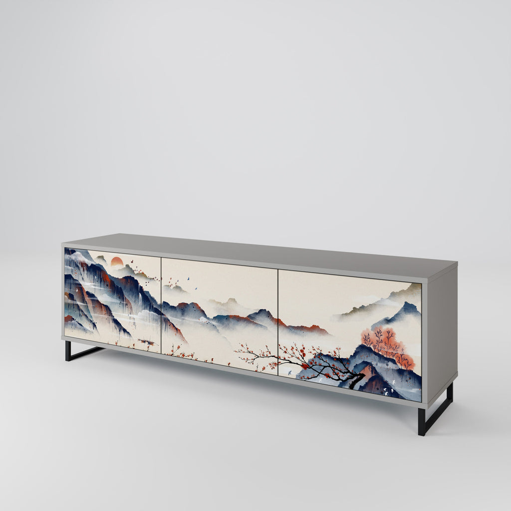 JAPANESE LANDSCAPE TV-Lowboard mit 3 Türen in Grau