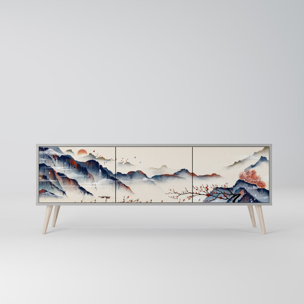 JAPANESE LANDSCAPE TV-Lowboard mit 3 Türen in Grau