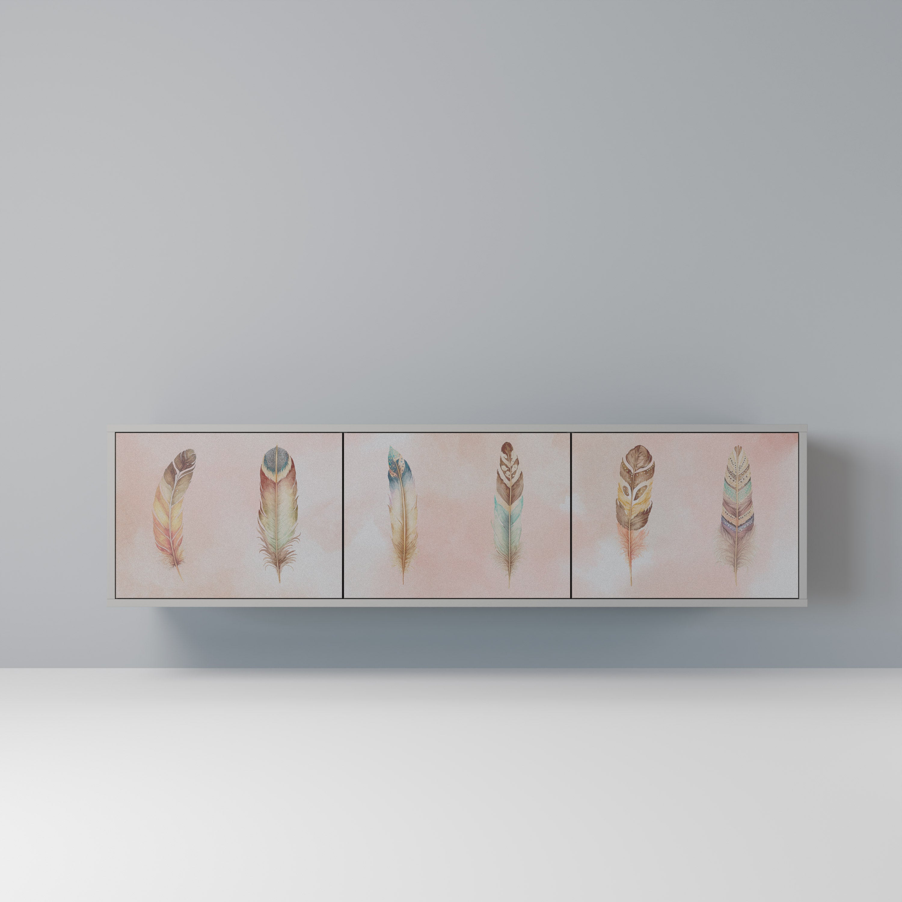 THE DELIQUESCE 3-Door TV Stand in Grey Finish