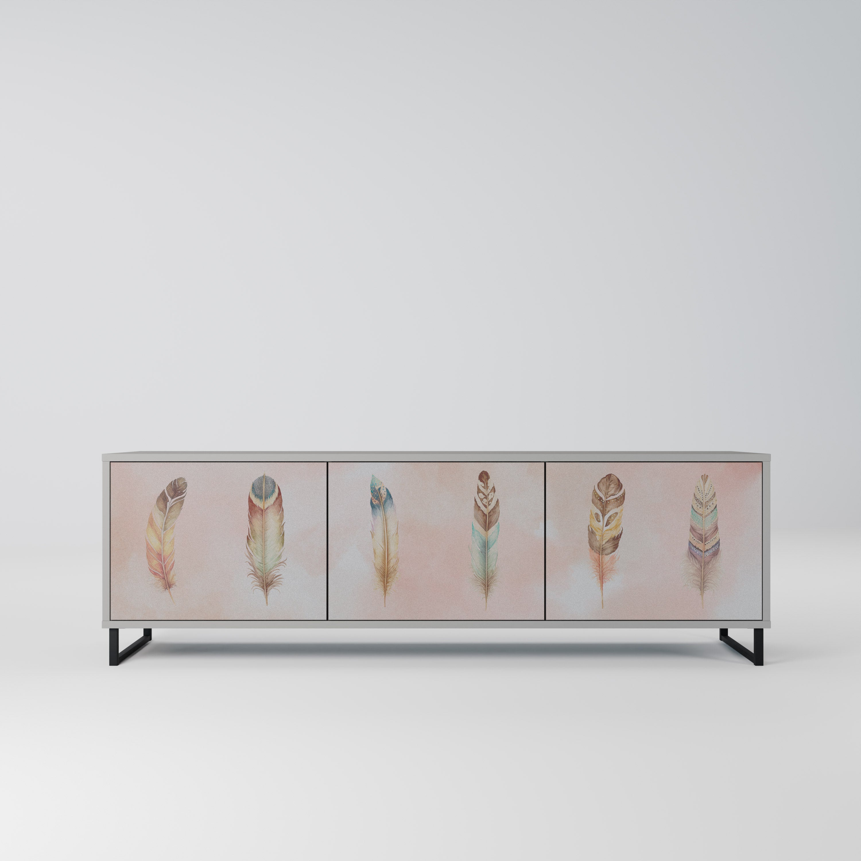 THE DELIQUESCE 3-Door TV Stand in Grey Finish