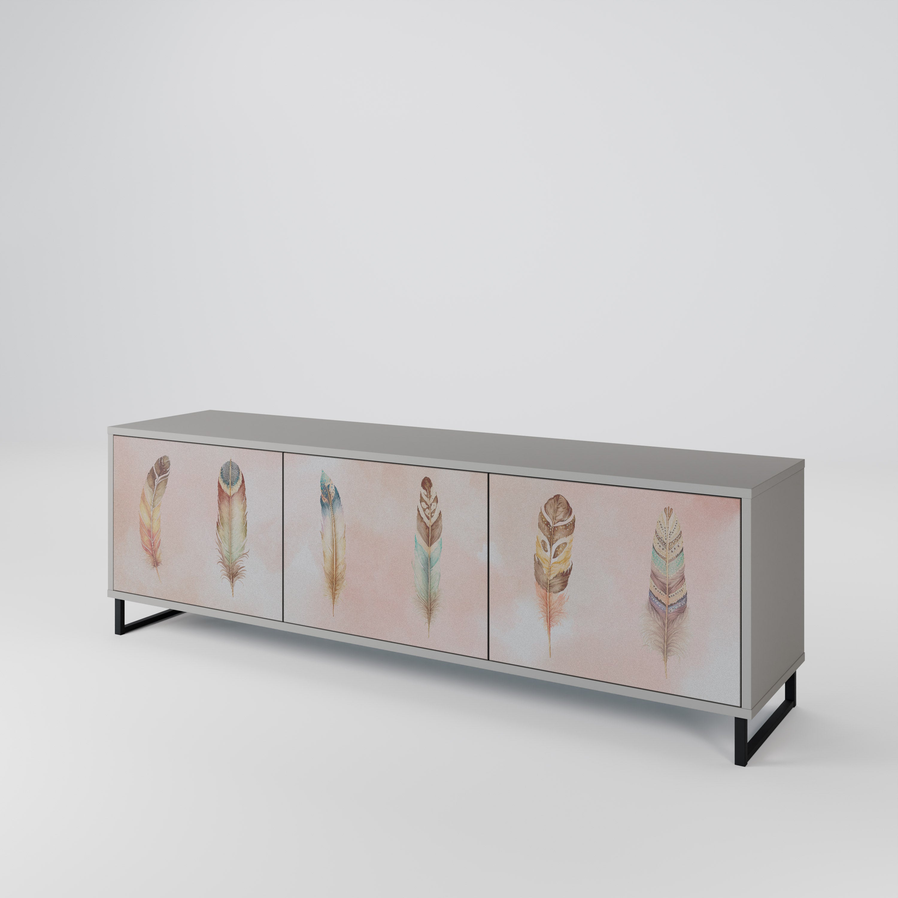 THE DELIQUESCE TV-Lowboard mit 3 Türen in Grau