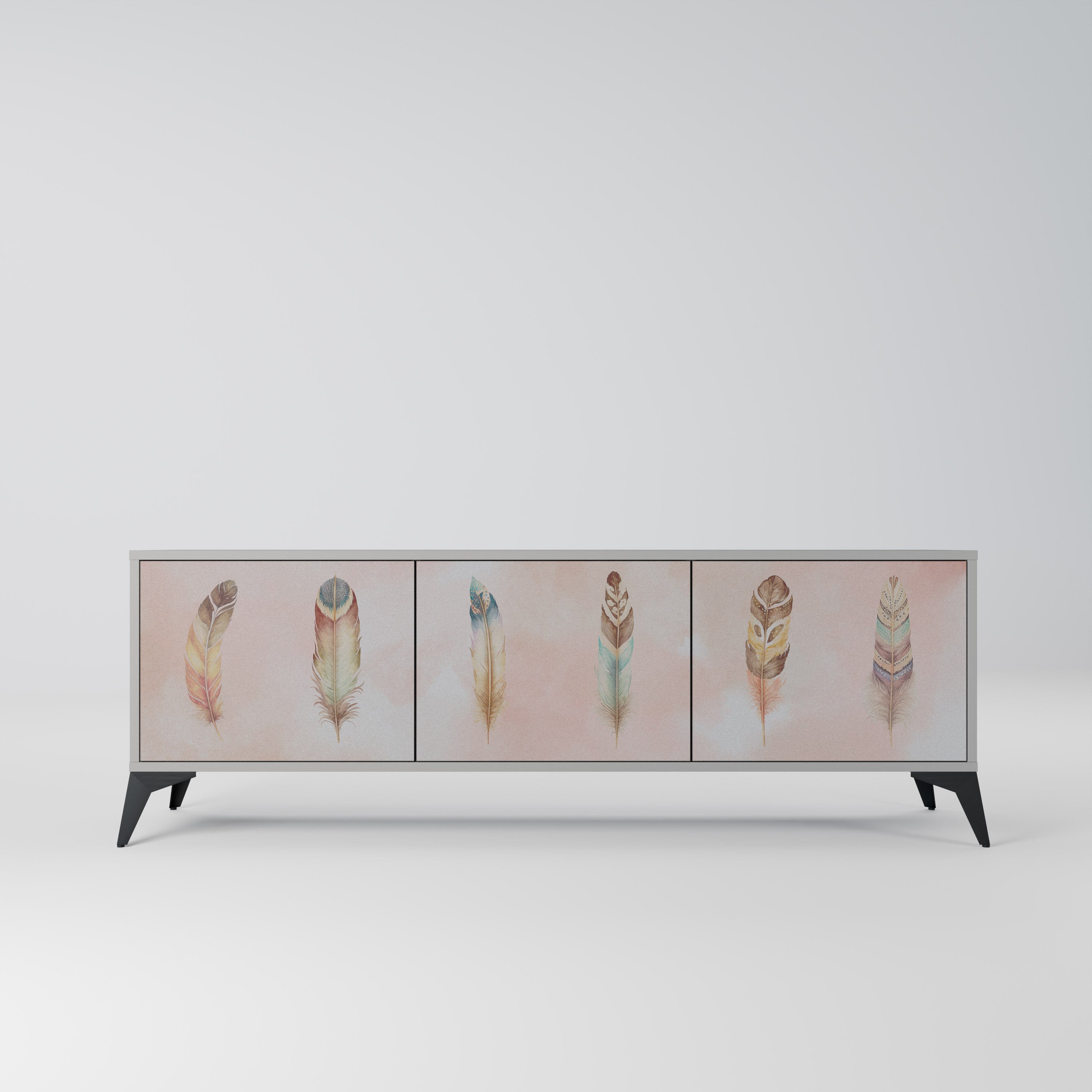 THE DELIQUESCE 3-Door TV Stand in Grey Finish