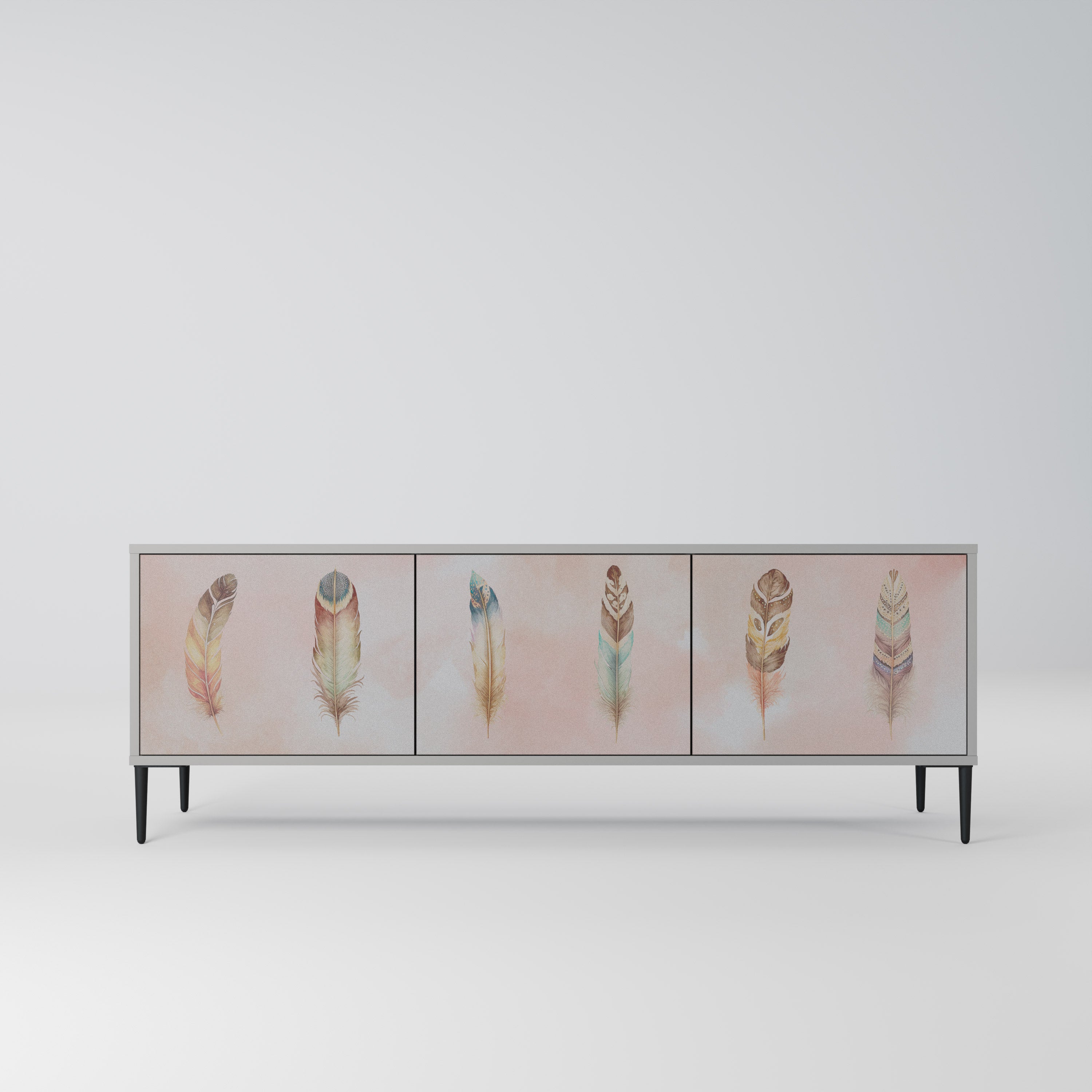 THE DELIQUESCE 3-Door TV Stand in Grey Finish