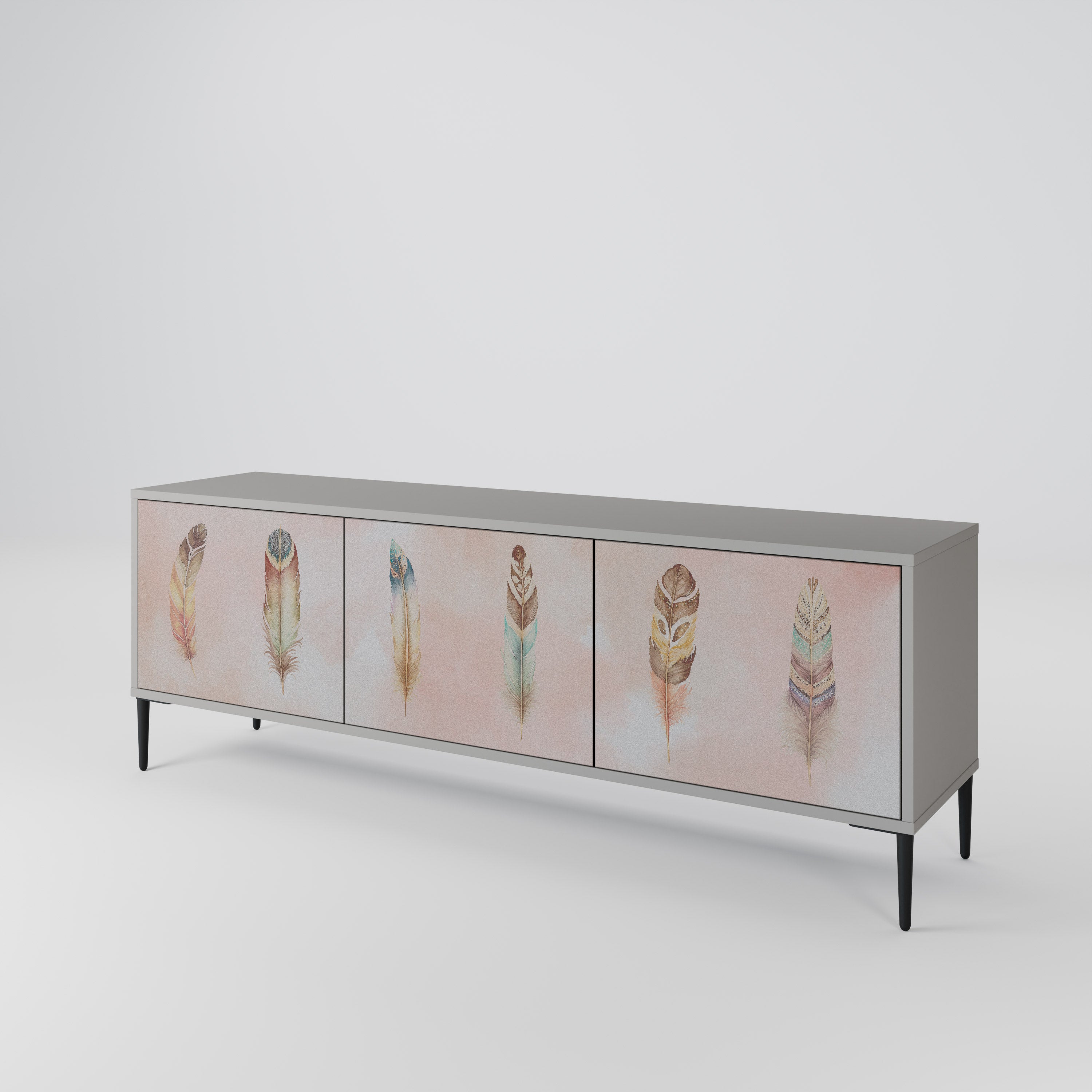 THE DELIQUESCE 3-Door TV Stand in Grey Finish