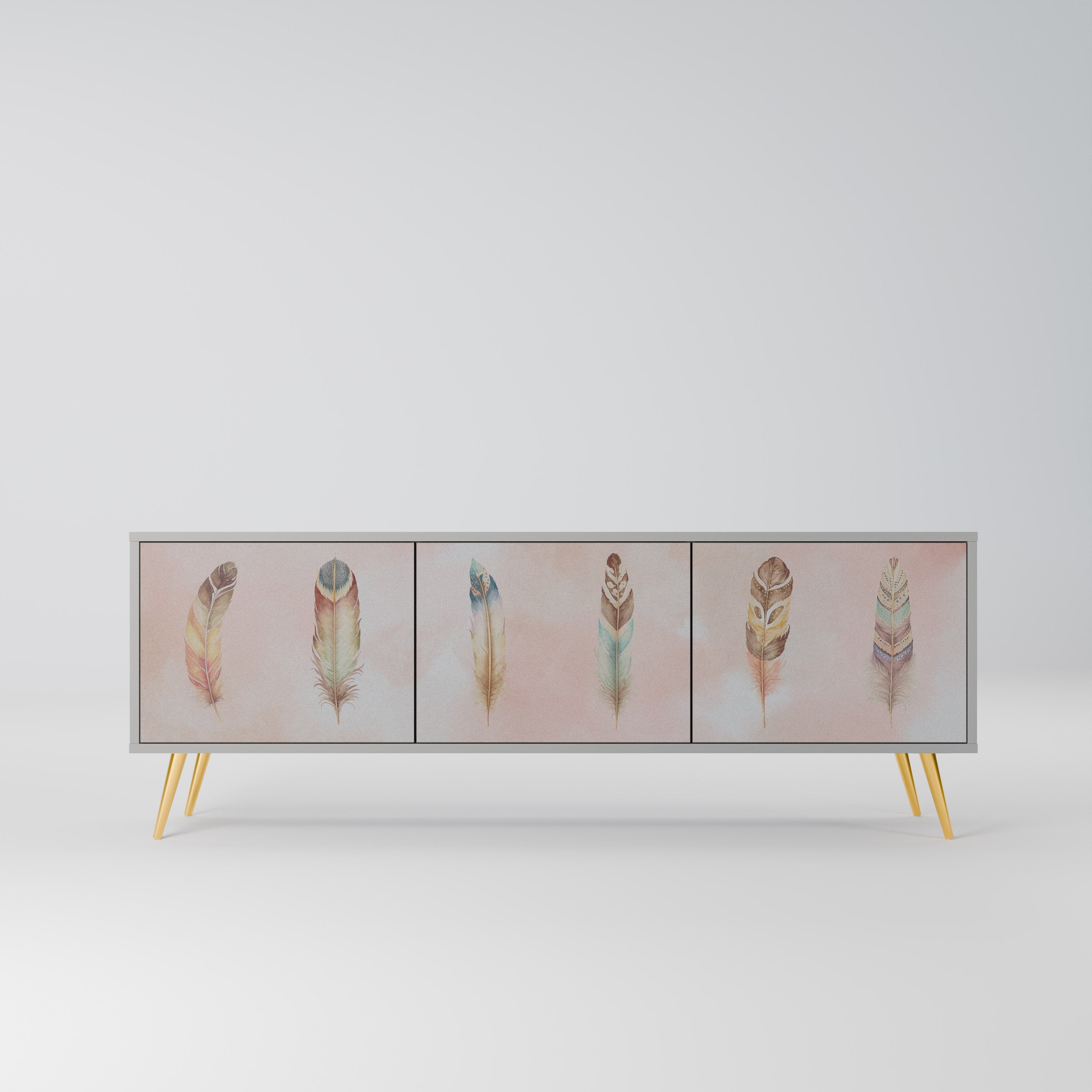 THE DELIQUESCE 3-Door TV Stand in Grey Finish