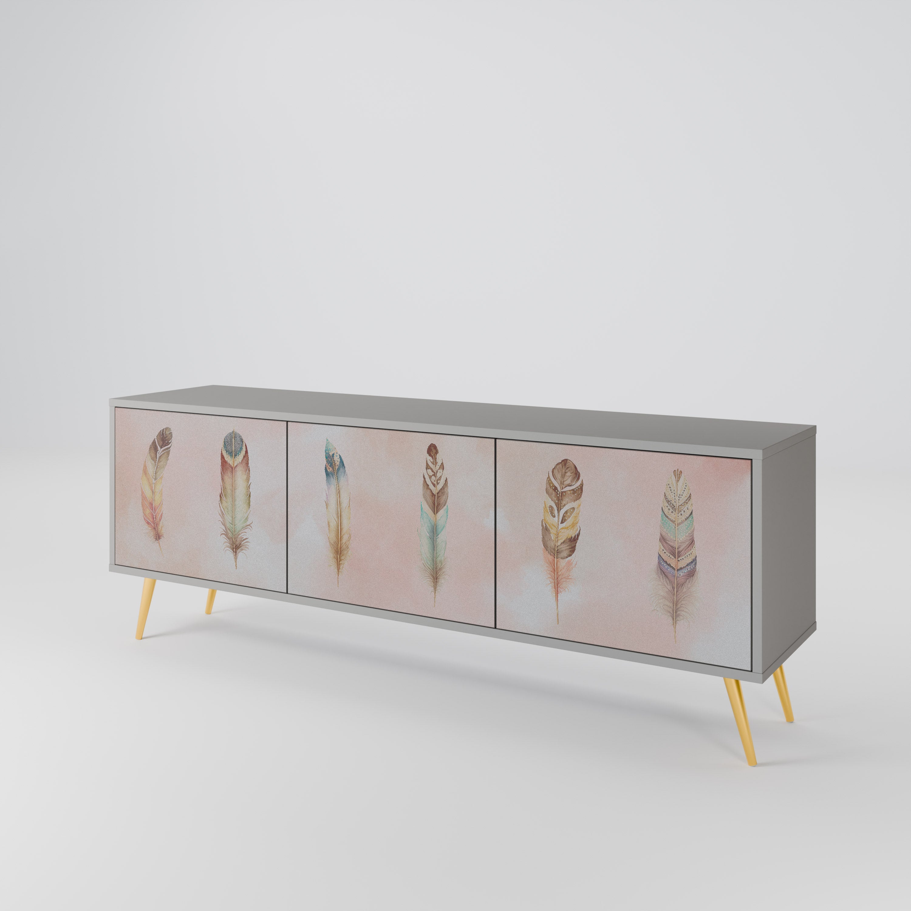 THE DELIQUESCE 3-Door TV Stand in Grey Finish