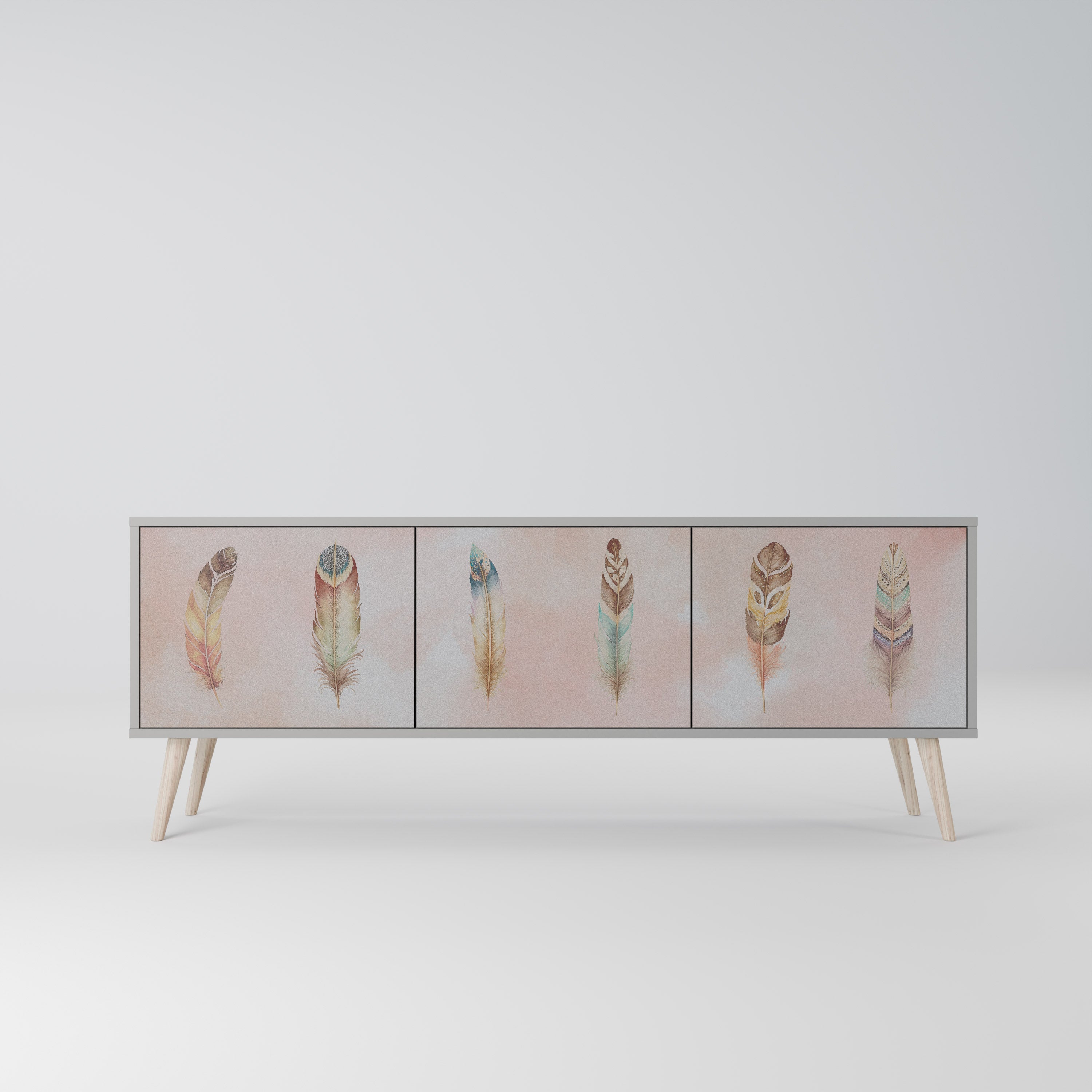 THE DELIQUESCE 3-Door TV Stand in Grey Finish