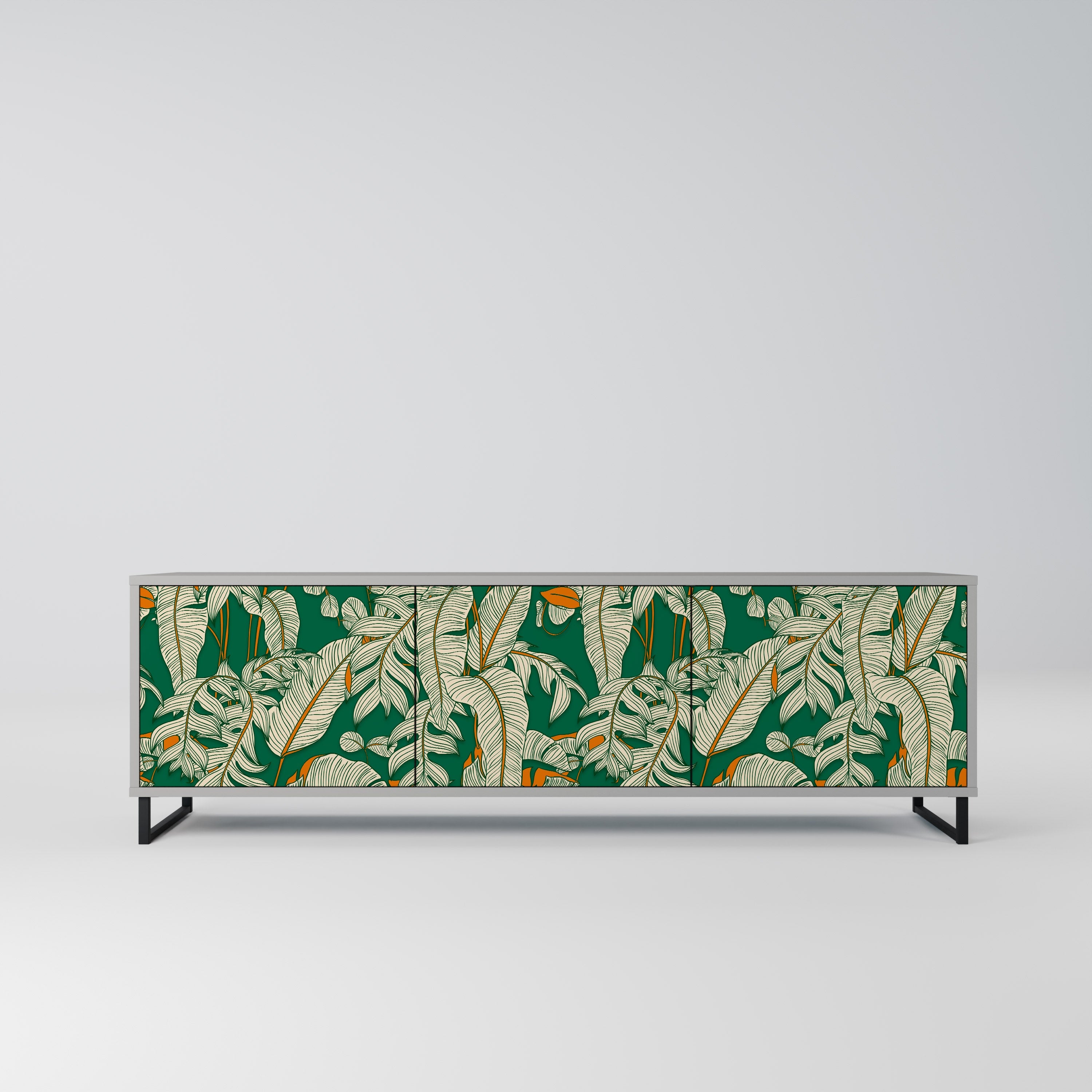 VERDANT PLEASURES 3-Door TV Stand in Grey Finish