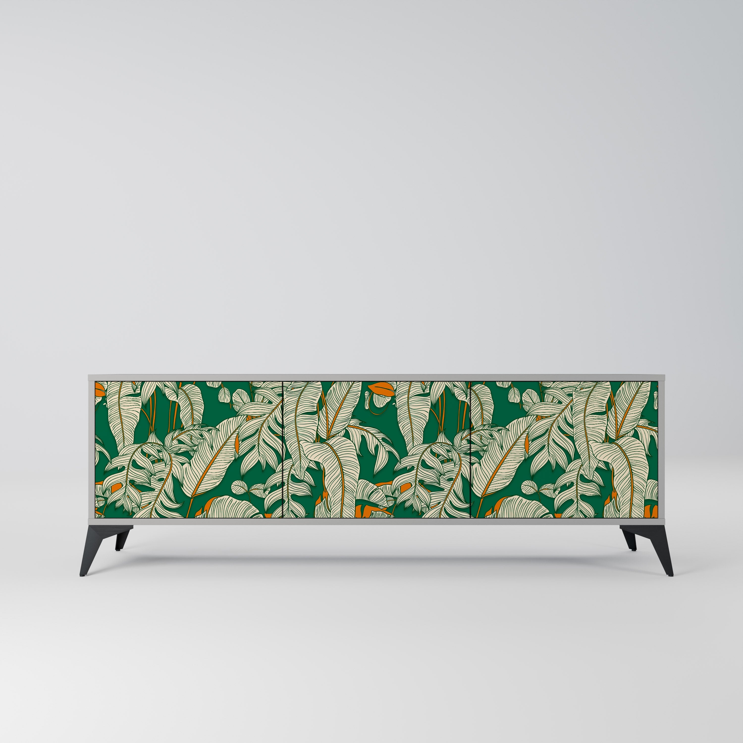 VERDANT PLEASURES 3-Door TV Stand in Grey Finish