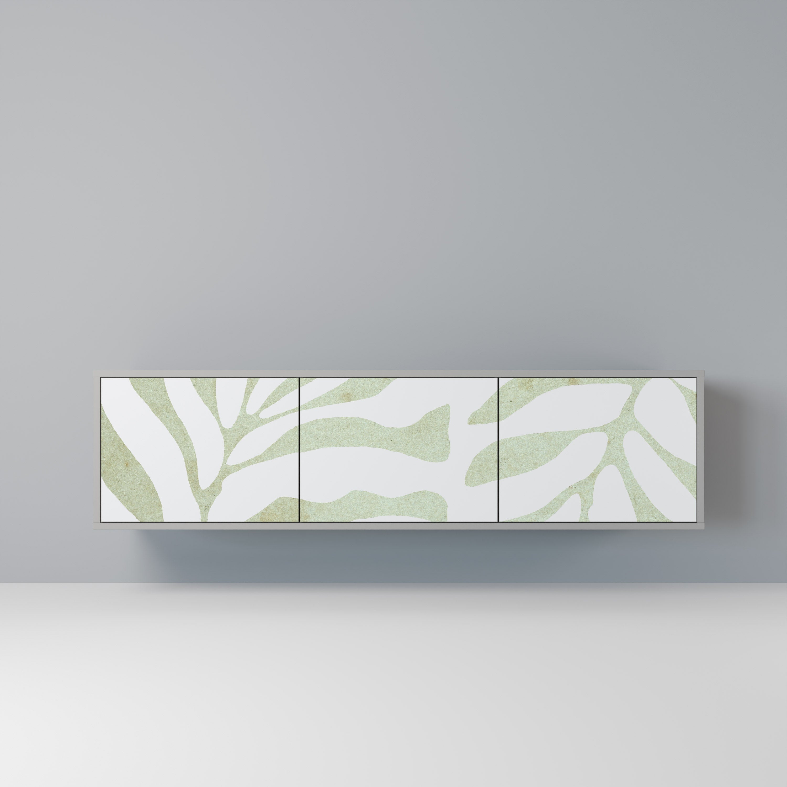 BOTANICAL SPARK 3-Door TV Stand in Grey Finish