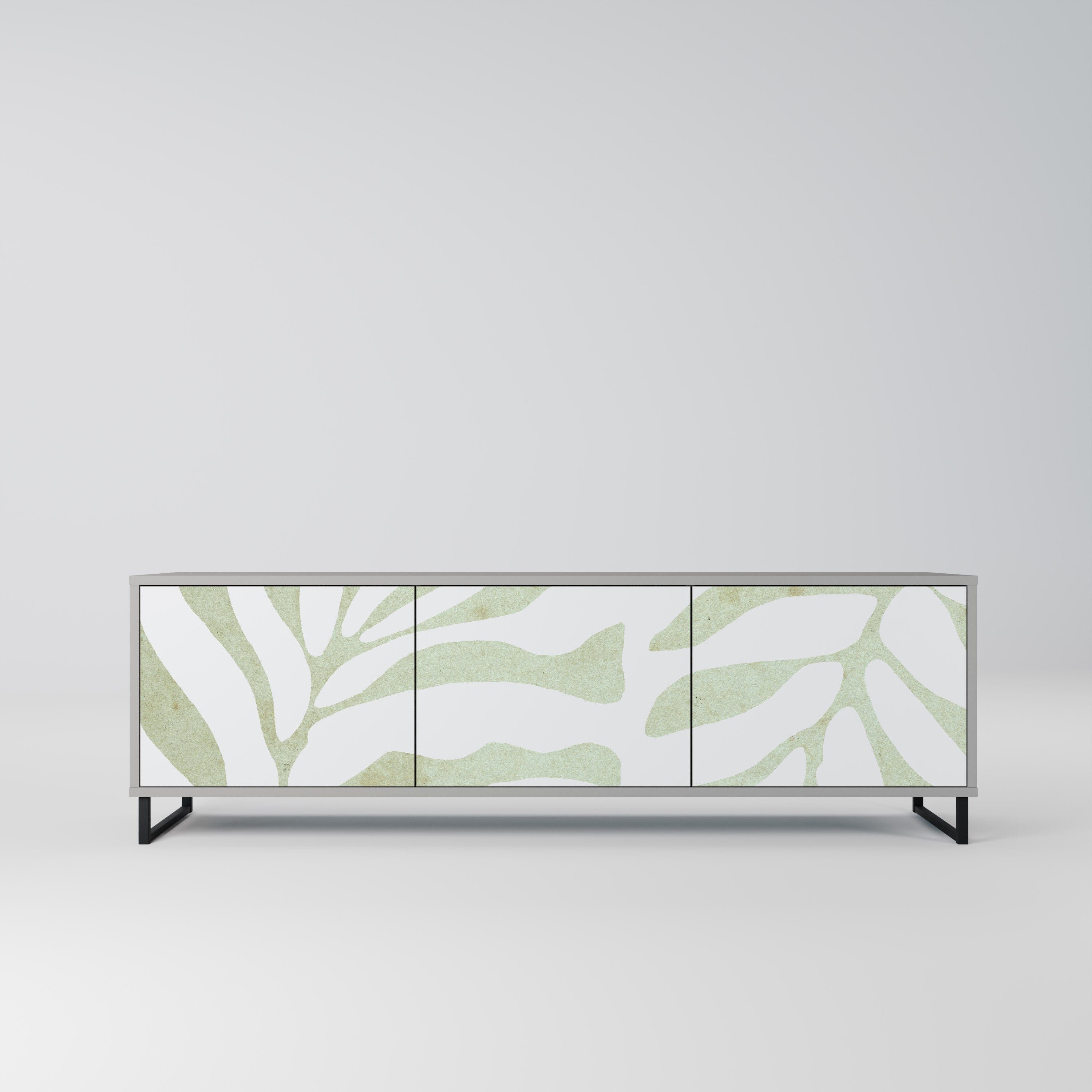 BOTANICAL SPARK 3-Door TV Stand in Grey Finish