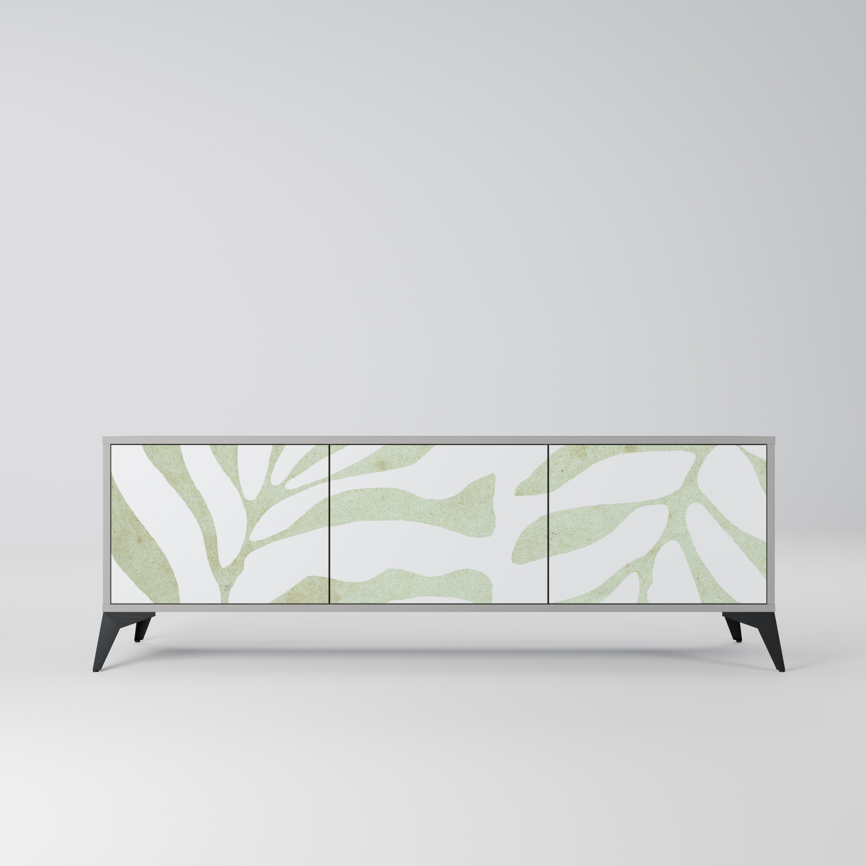 BOTANICAL SPARK 3-Door TV Stand in Grey Finish