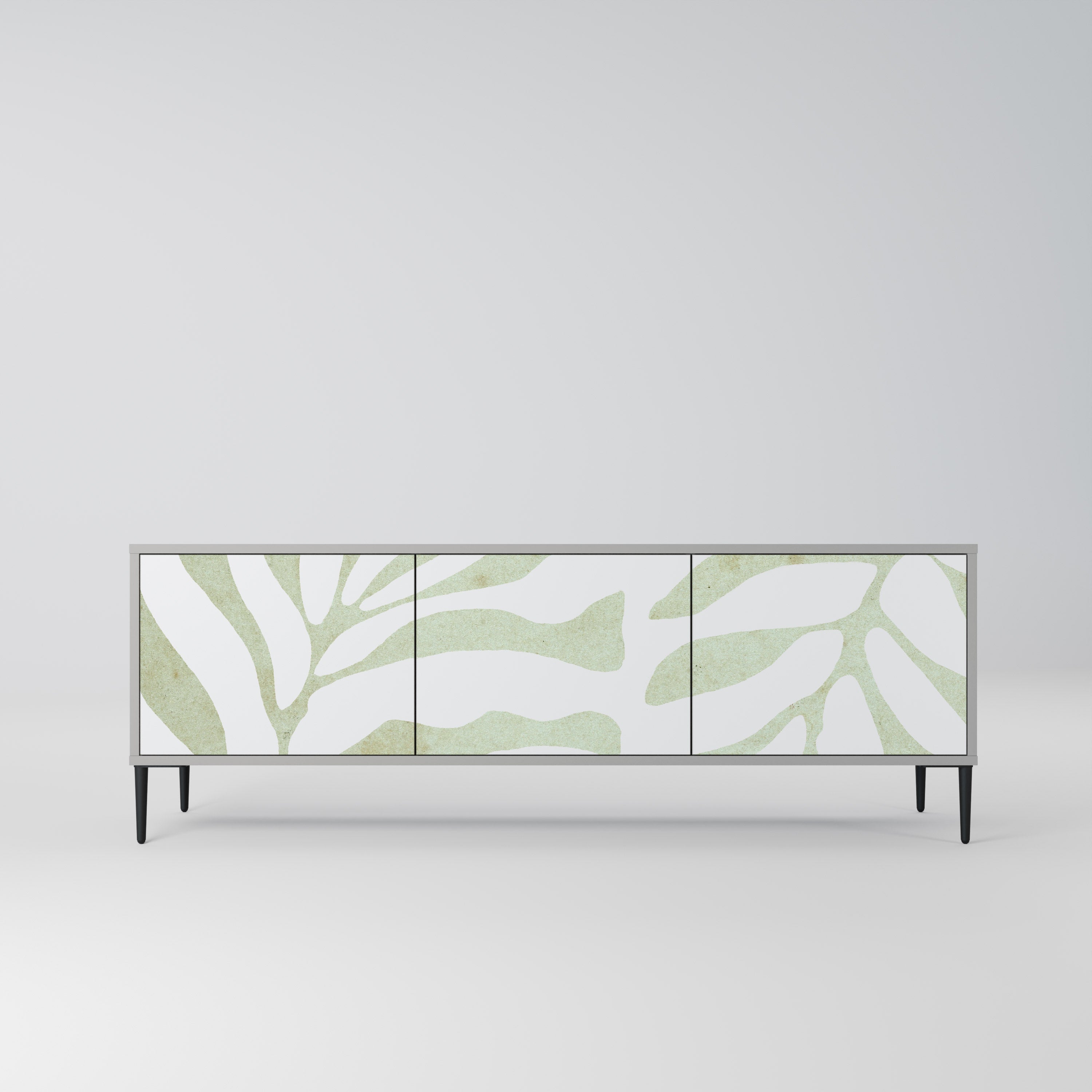 BOTANICAL SPARK 3-Door TV Stand in Grey Finish