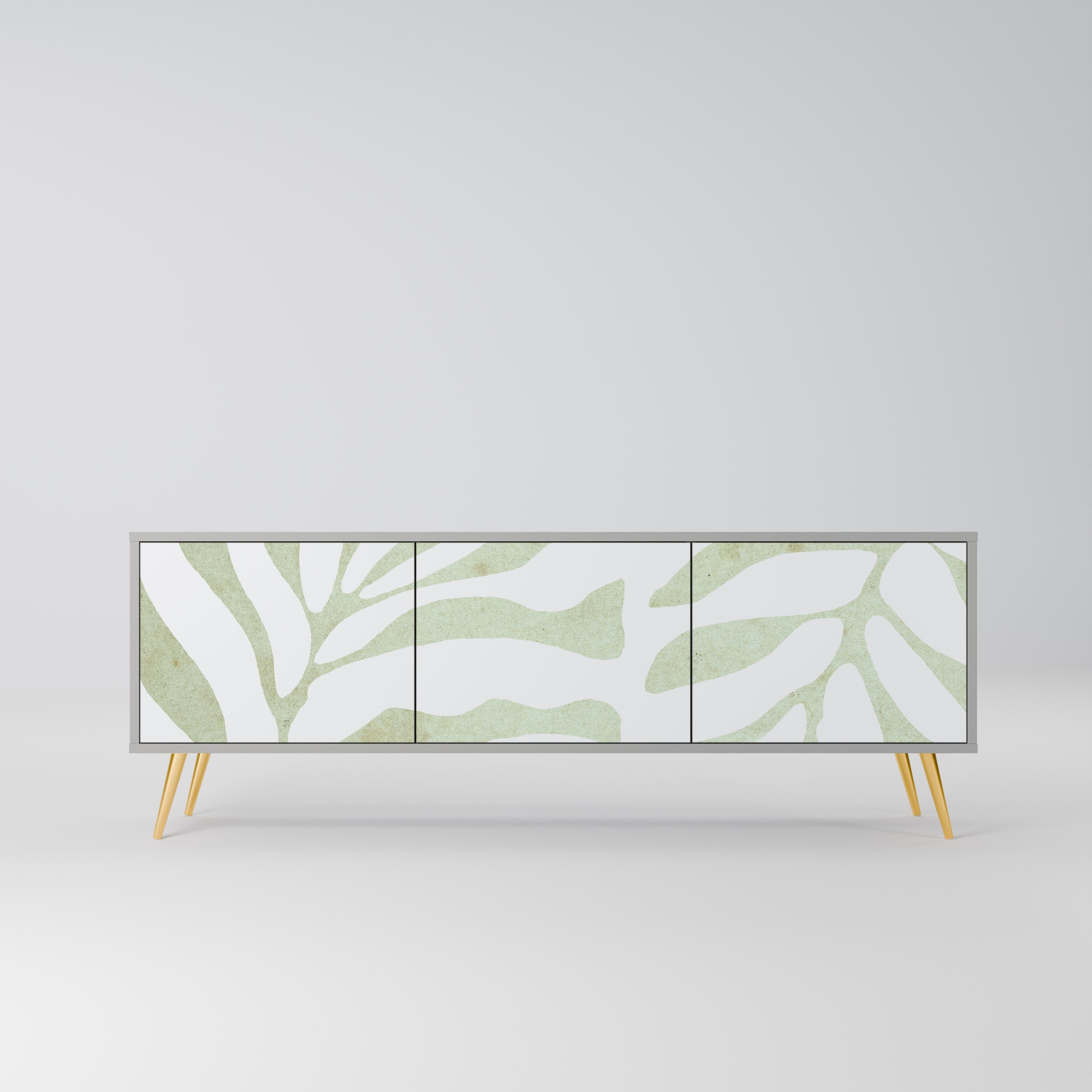 BOTANICAL SPARK 3-Door TV Stand in Grey Finish