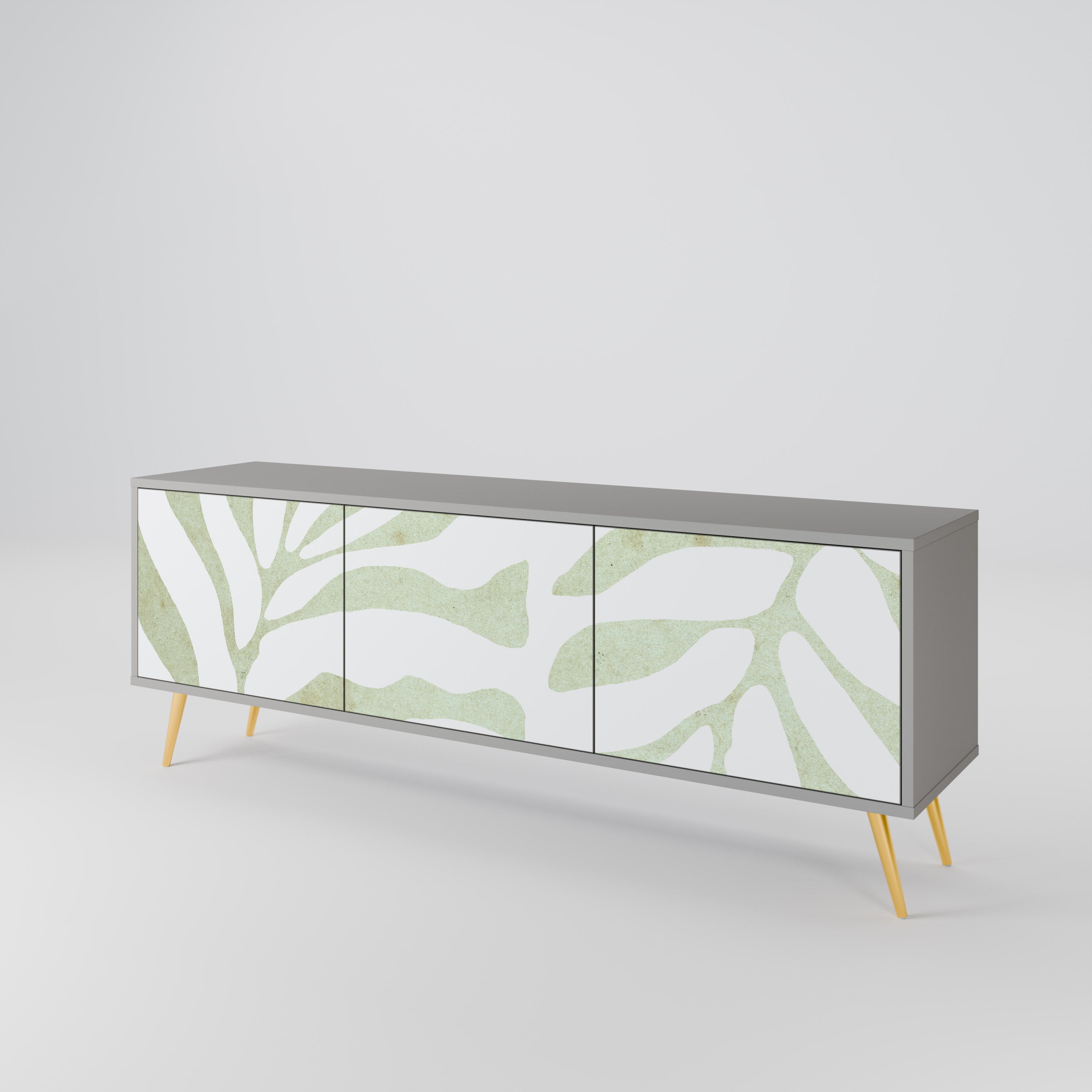 BOTANICAL SPARK 3-Door TV Stand in Grey Finish