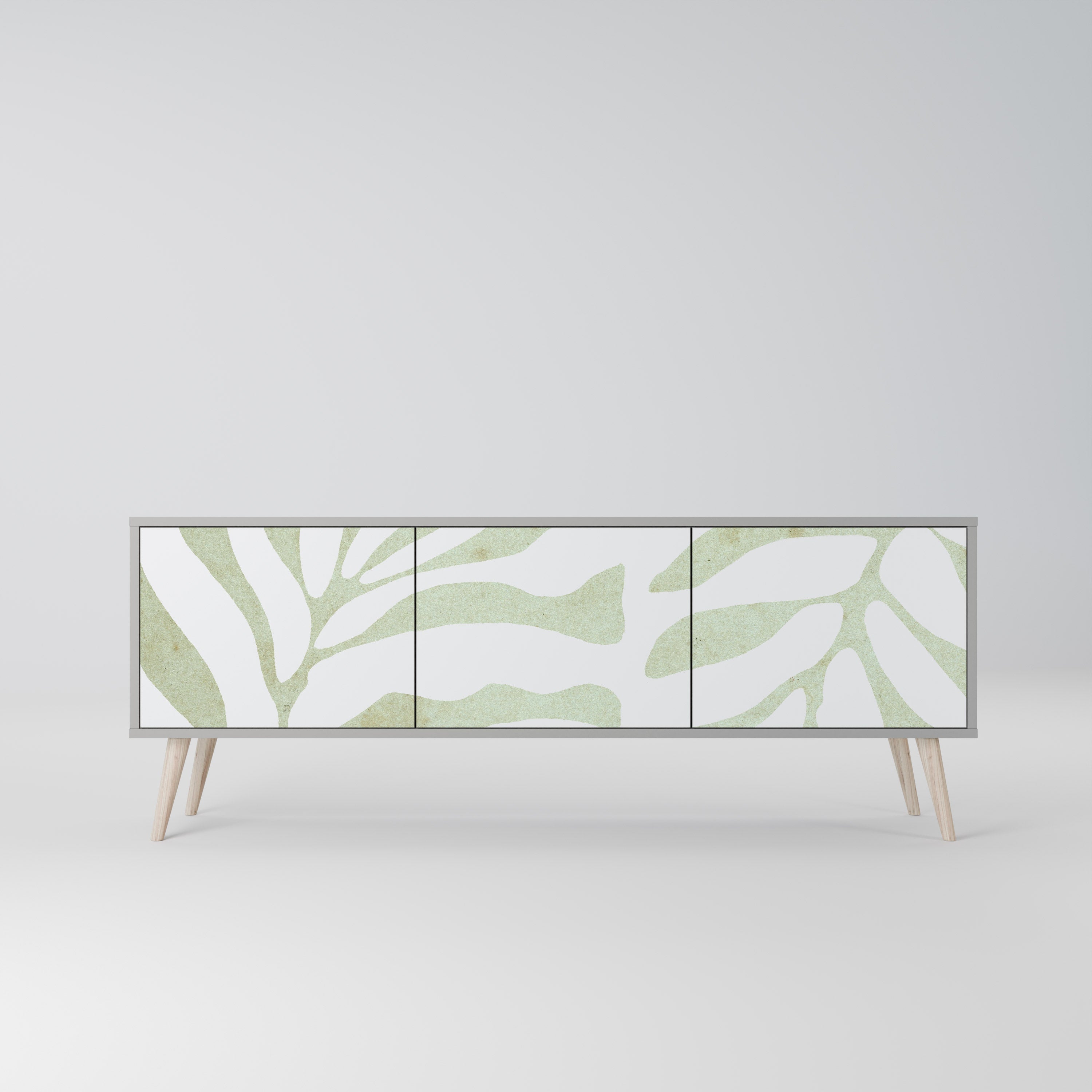 BOTANICAL SPARK 3-Door TV Stand in Grey Finish