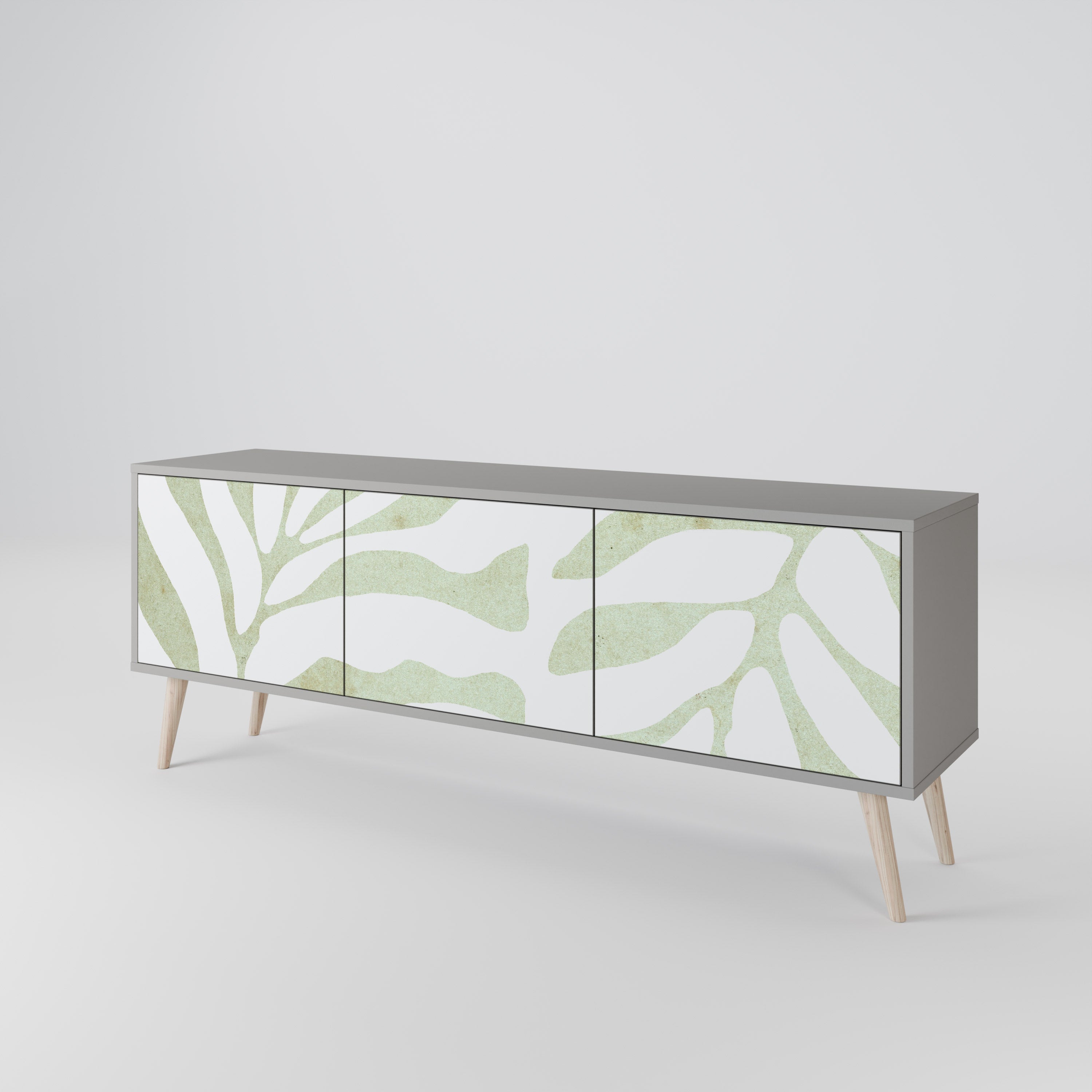 BOTANICAL SPARK 3-Door TV Stand in Grey Finish