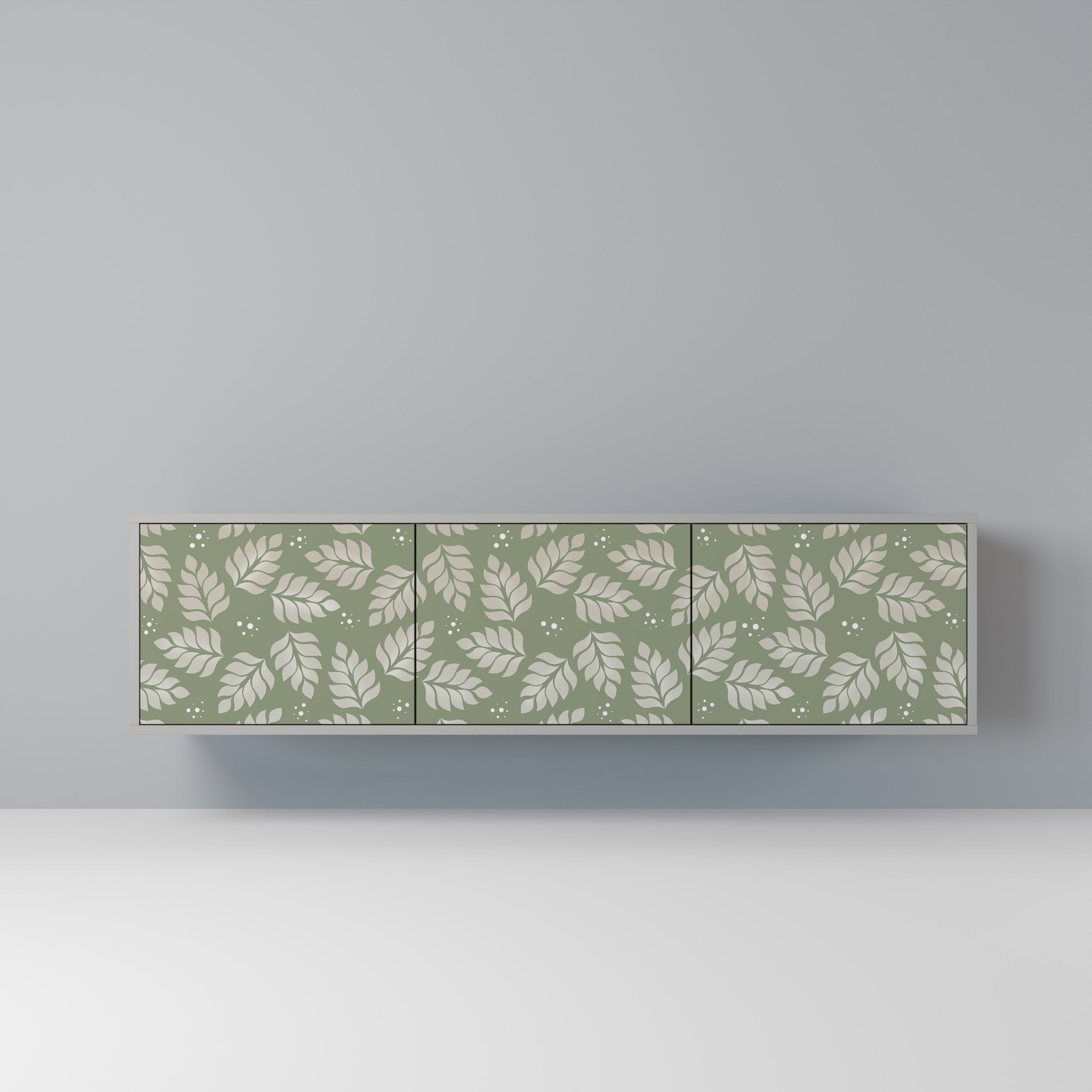 LEAVES ON GREEN 3-Door TV Stand in Grey Finish