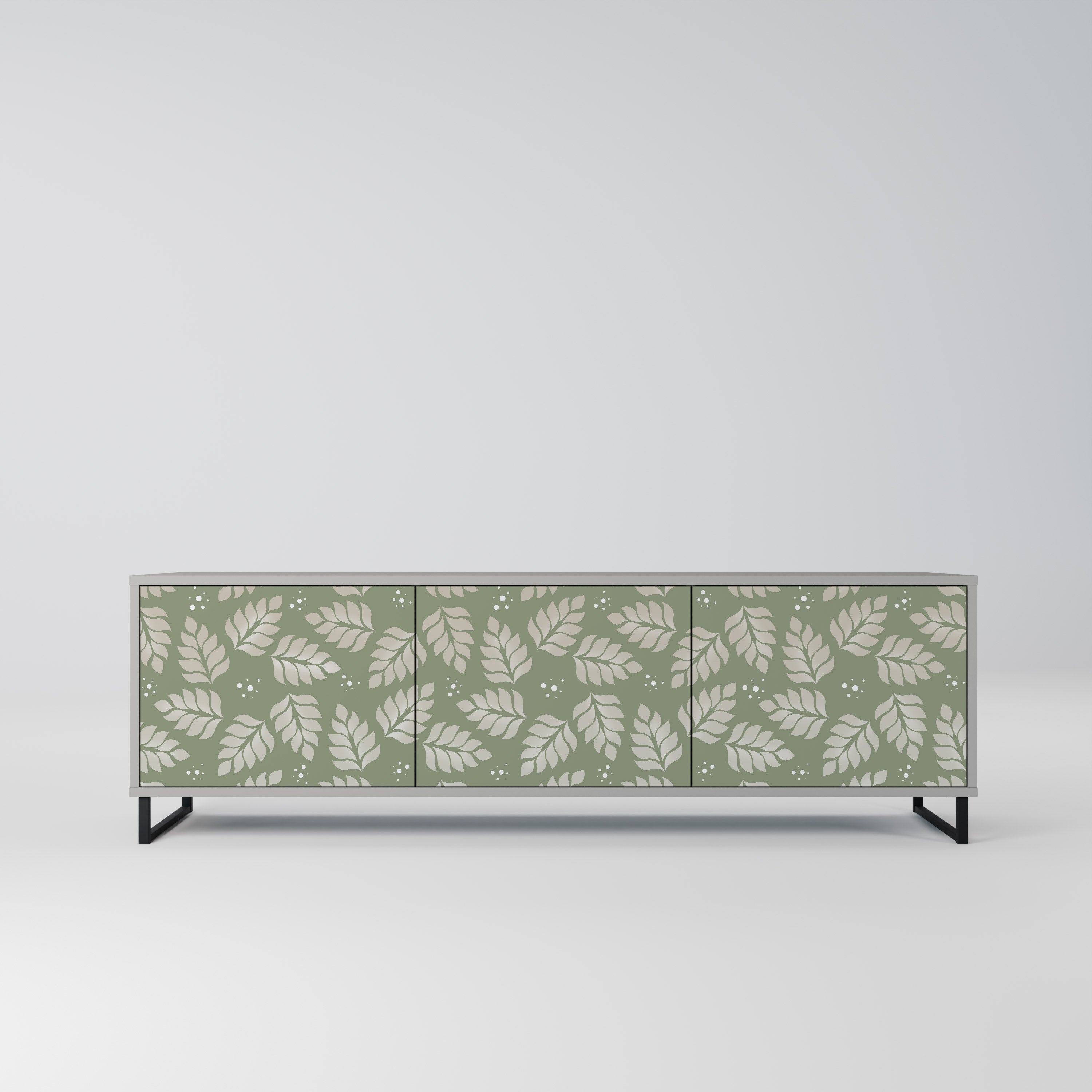 LEAVES ON GREEN 3-Door TV Stand in Grey Finish