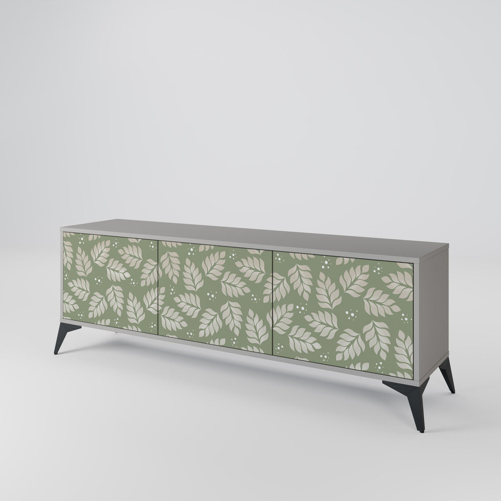 LEAVES ON GREEN 3-Door TV Stand in Grey Finish