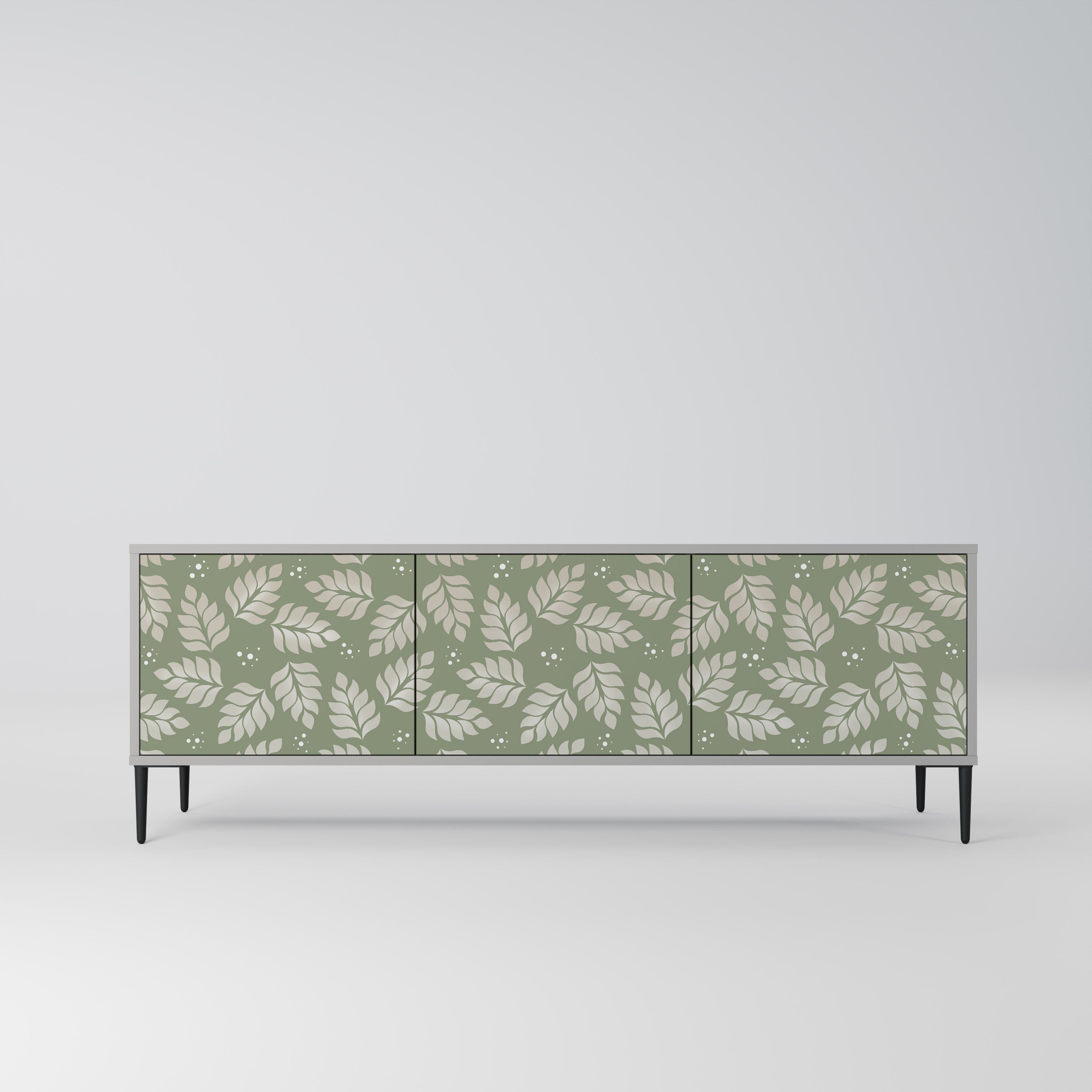 LEAVES ON GREEN 3-Door TV Stand in Grey Finish