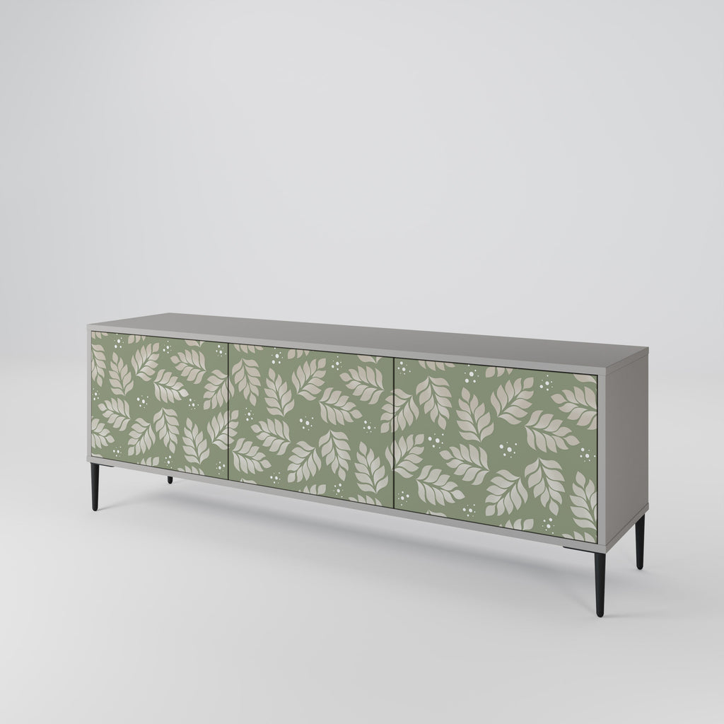 LEAVES ON GREEN 3-Door TV Stand in Grey Finish
