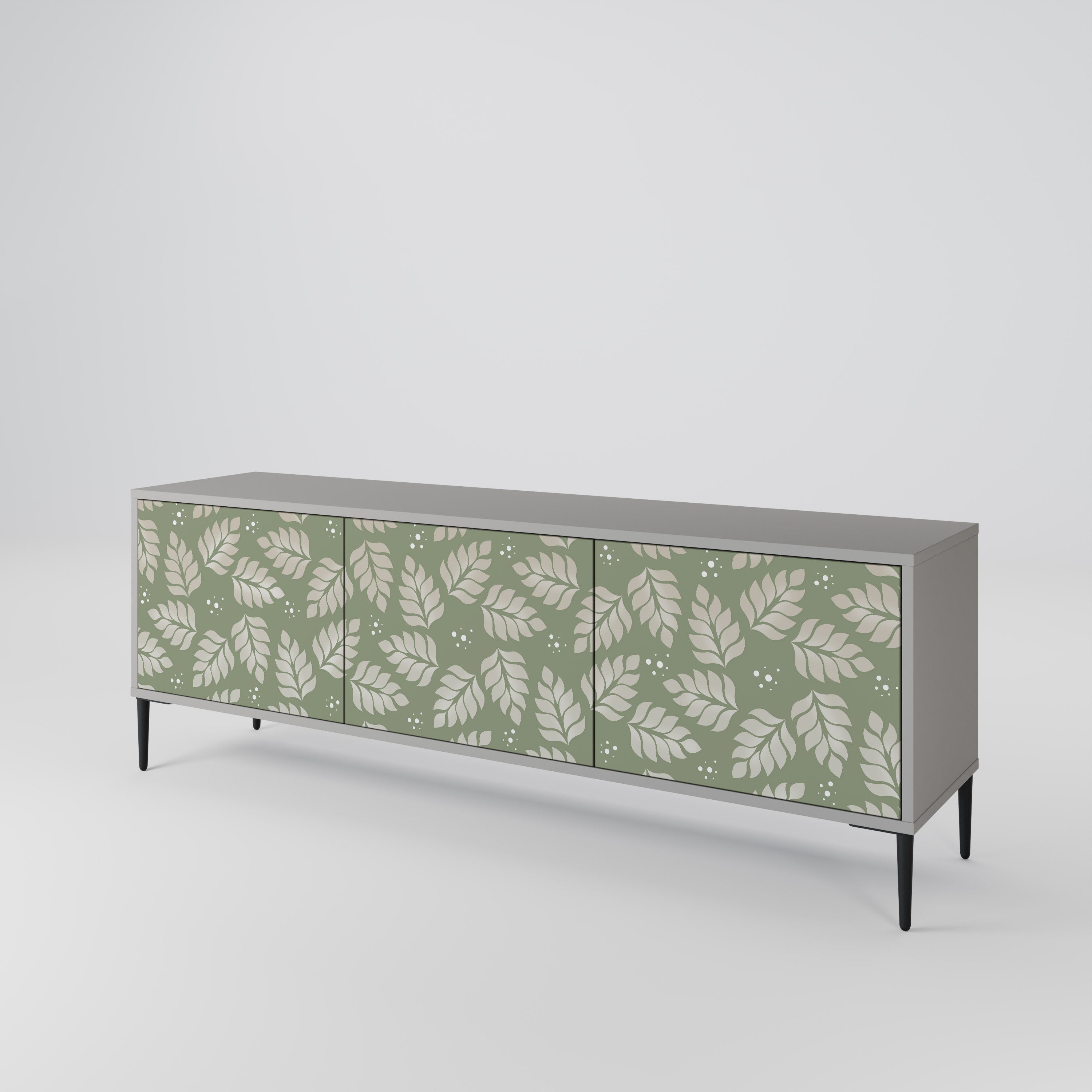 LEAVES ON GREEN 3-Door TV Stand in Grey Finish