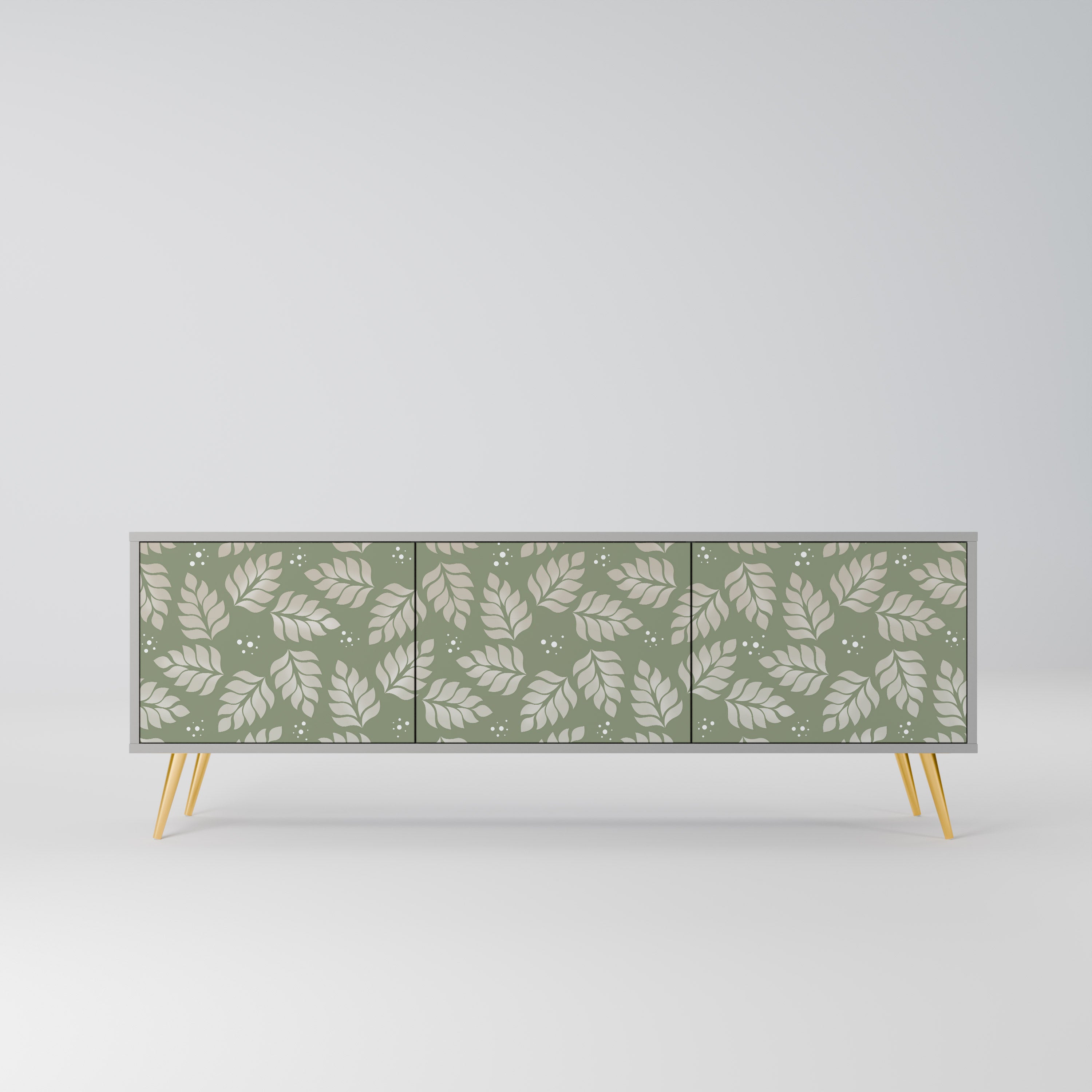 LEAVES ON GREEN 3-Door TV Stand in Grey Finish