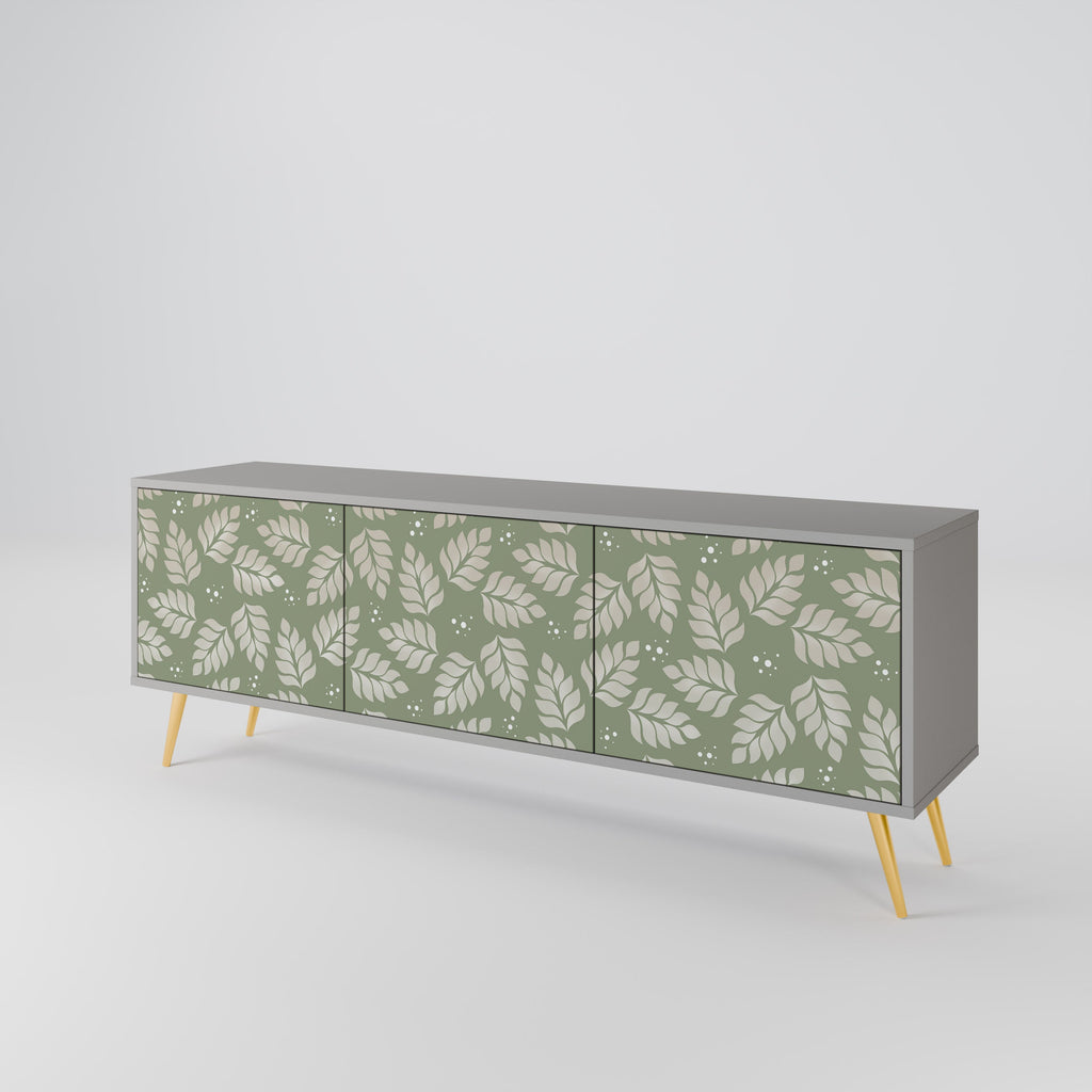 LEAVES ON GREEN 3-Door TV Stand in Grey Finish