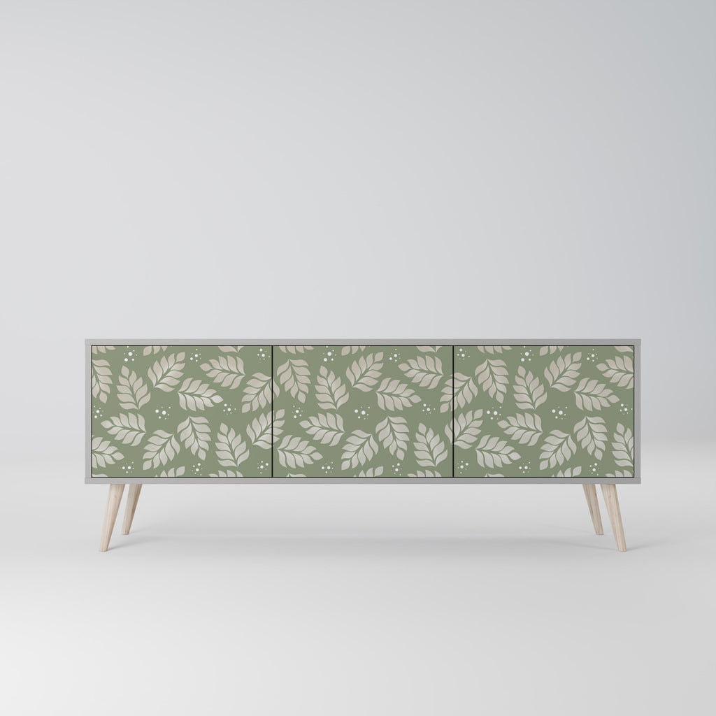 LEAVES ON GREEN 3-Door TV Stand in Grey Finish