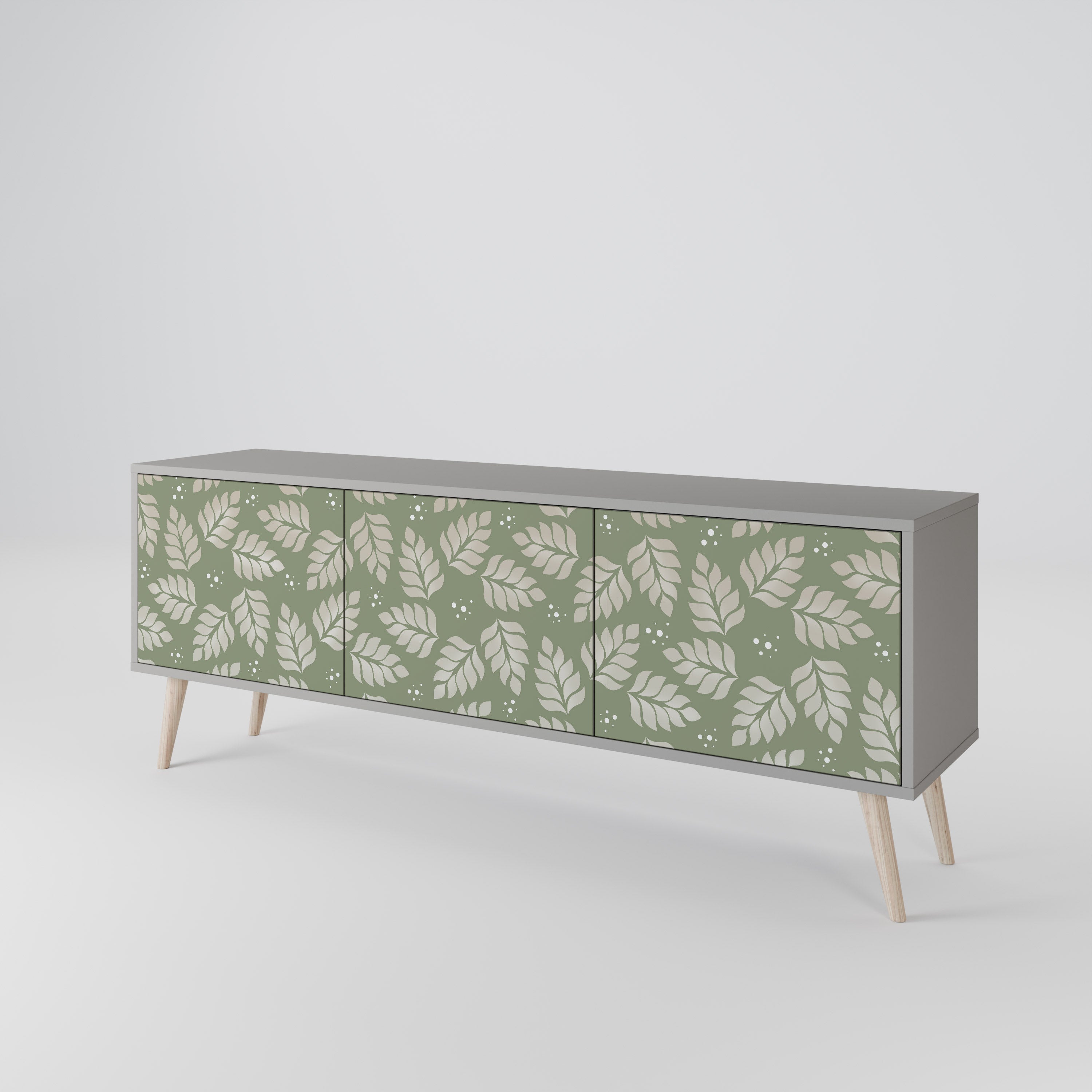 LEAVES ON GREEN 3-Door TV Stand in Grey Finish