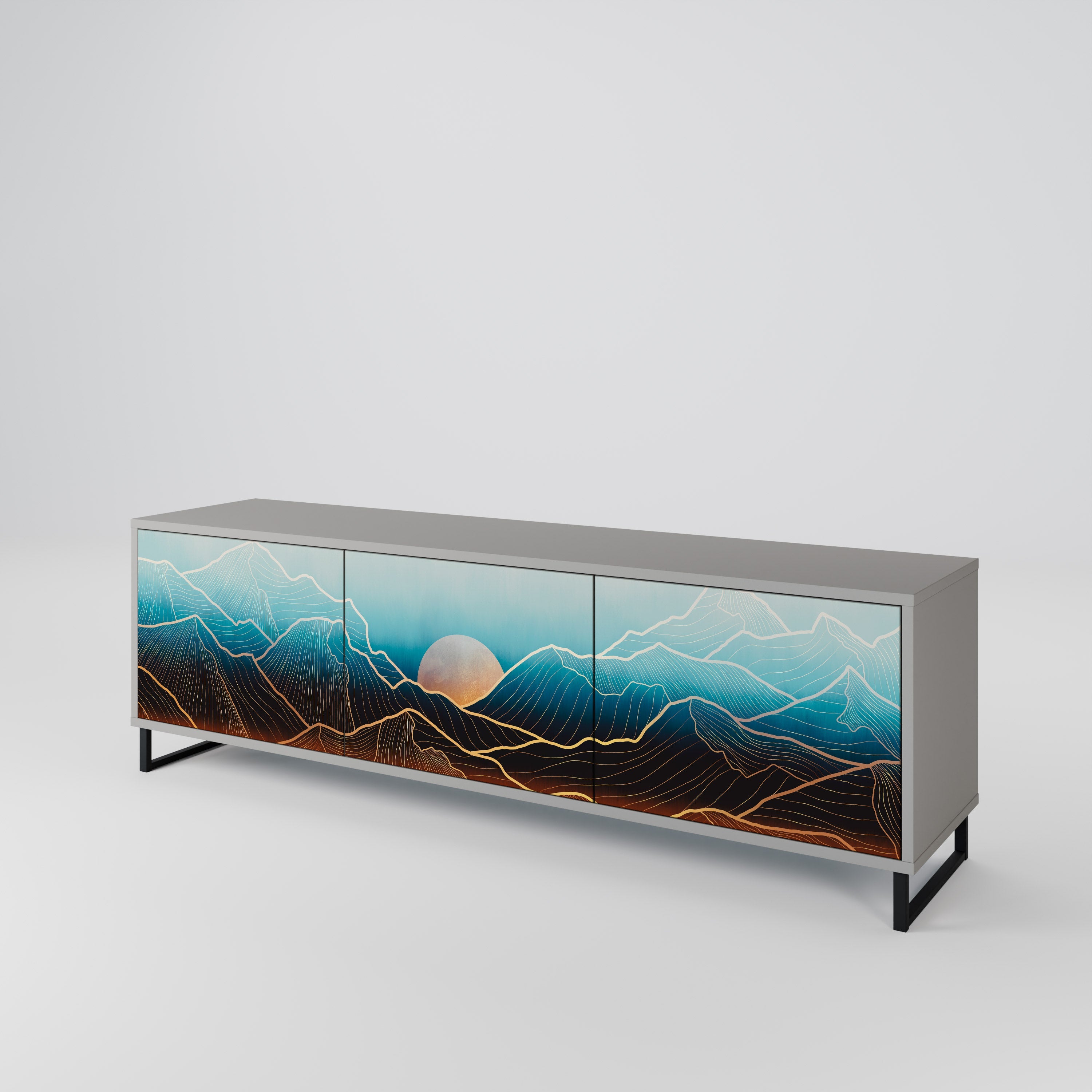 LUNAR SECRETS TV-Lowboard mit 3 Türen in Grau