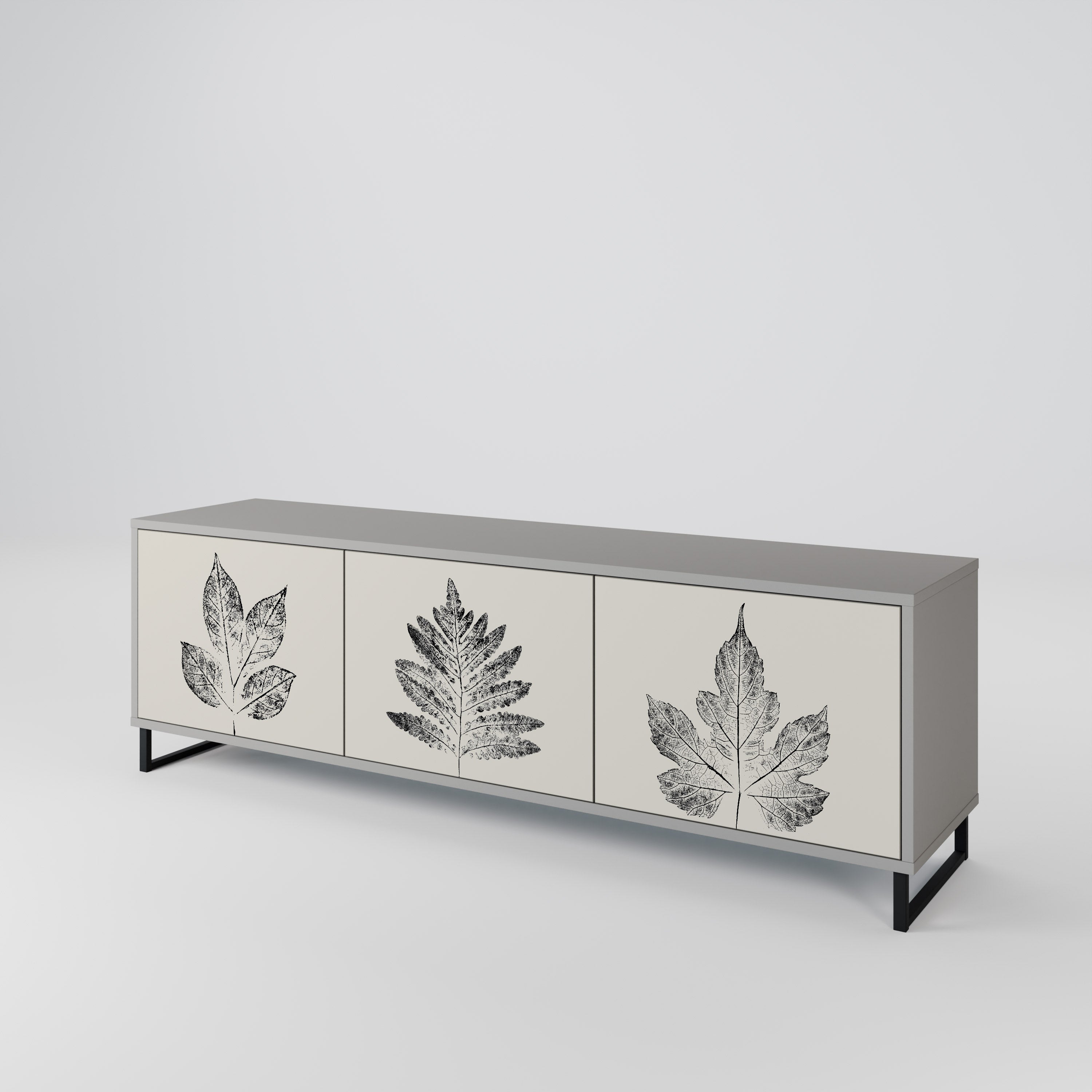 LEAFY STAMPS TV-Lowboard mit 3 Türen in Grau