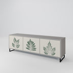 GREEN LEAFY STAMPS 3-Door TV Stand in Grey Finish