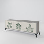 GREEN LEAFY STAMPS 3-Door TV Stand in Grey Finish