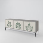 GREEN LEAFY STAMPS 3-Door TV Stand in Grey Finish