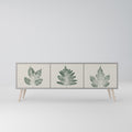 GREEN LEAFY STAMPS 3-Door TV Stand in Grey Finish