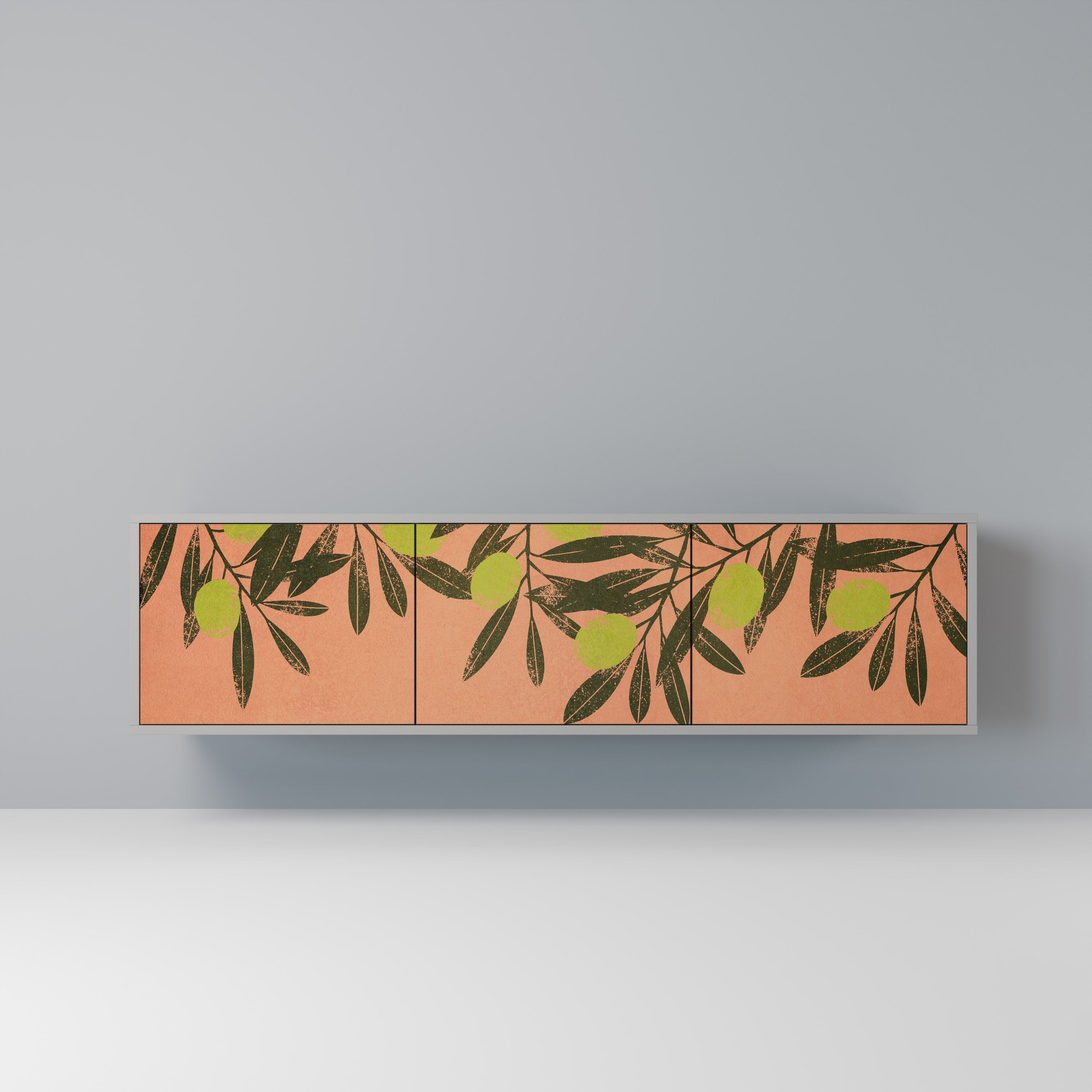 JUICY OLIVES 3-Door TV Stand in Grey Finish